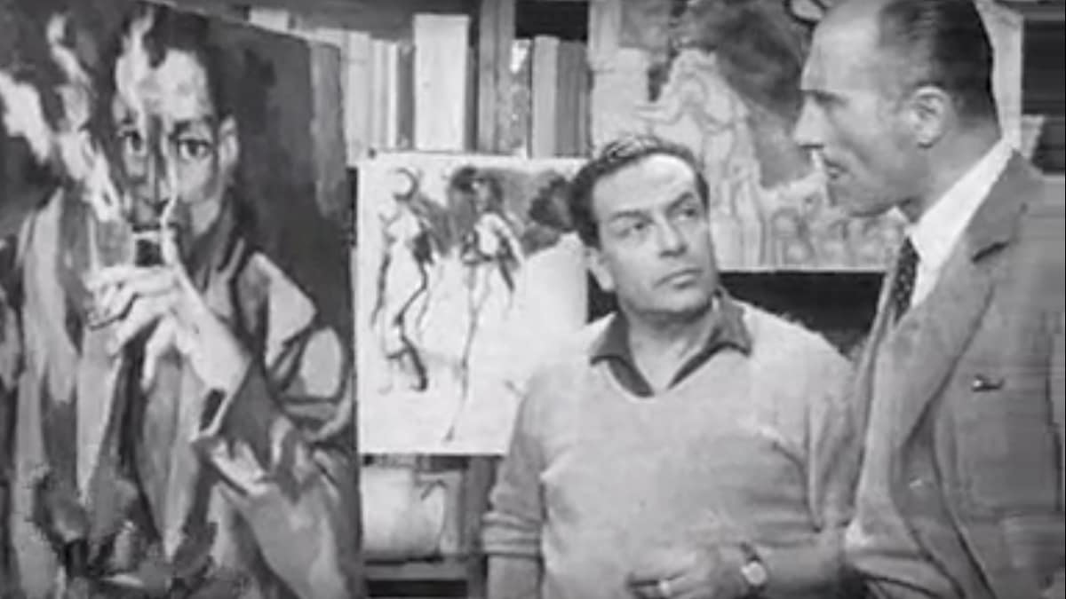 Nell'atelier di Guttuso con Indro Montanelli