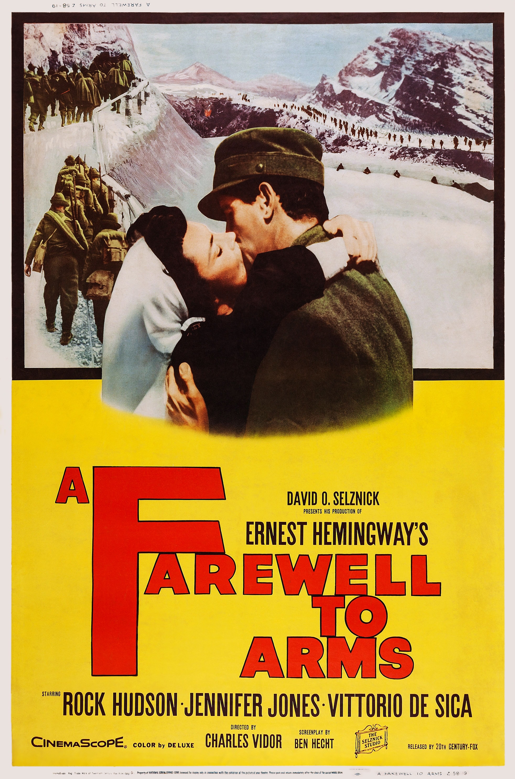 La locandina originale del remake del 1957 del film "Addio alle armi" dall'omonimo romanzi di Ernest Hemingway