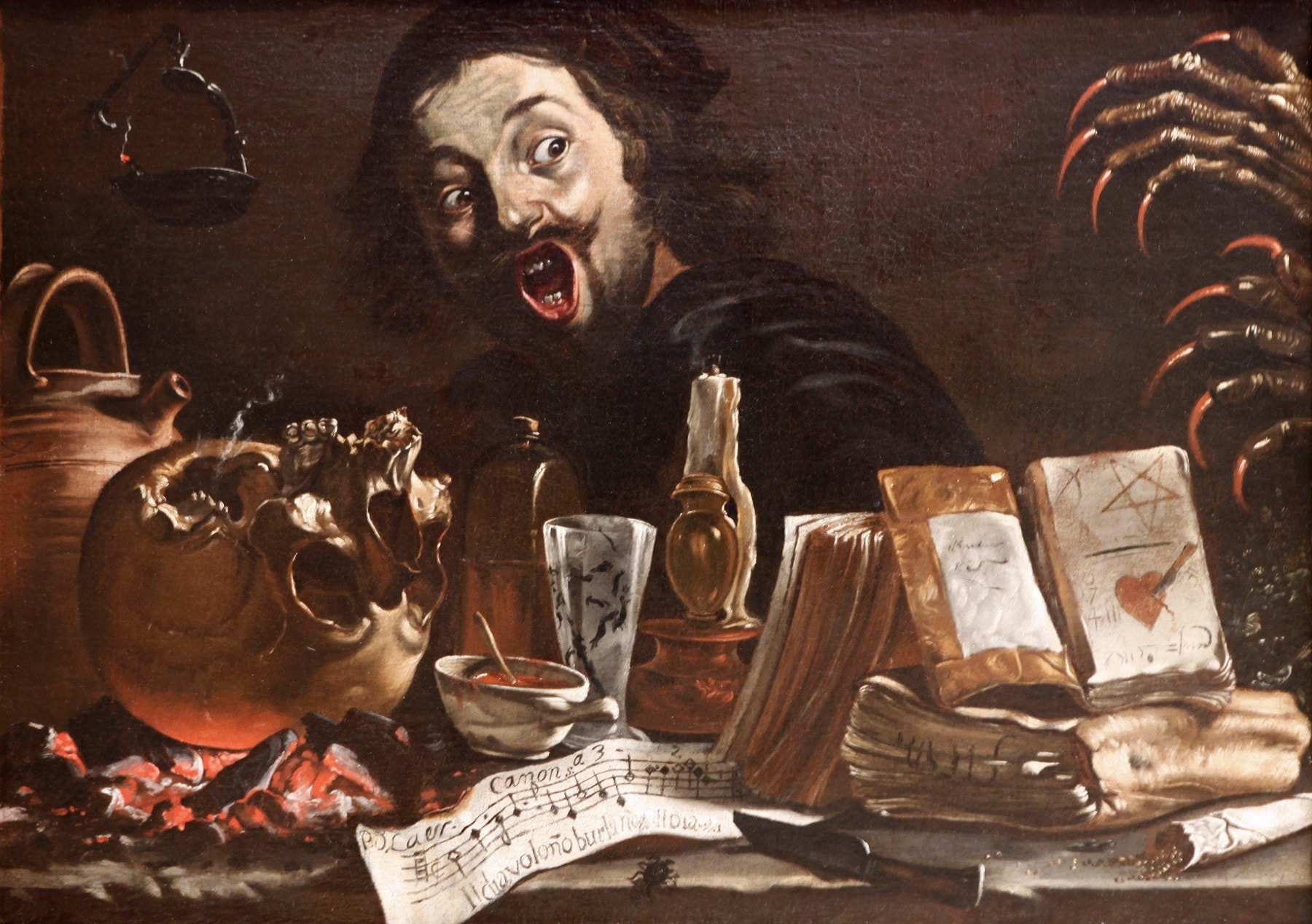 Pieter van Laer, detto il Bamboccio (1599-ca.-1642), Autoritratto con scena magica, olio su tela, 80×114.9cm., Metropolitan Museum of Art, New York 