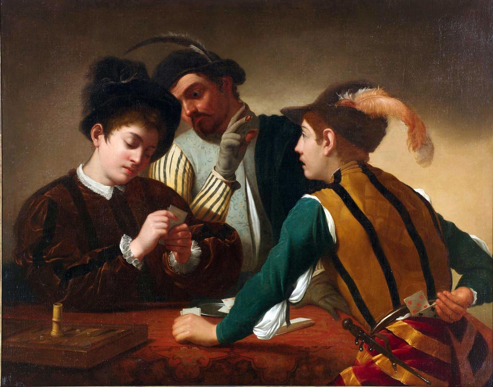 Caravaggio, I bari, 1594-'95, olio su tela, 94×131cm., Kimbell Art Museum di Fort Worth, Texas