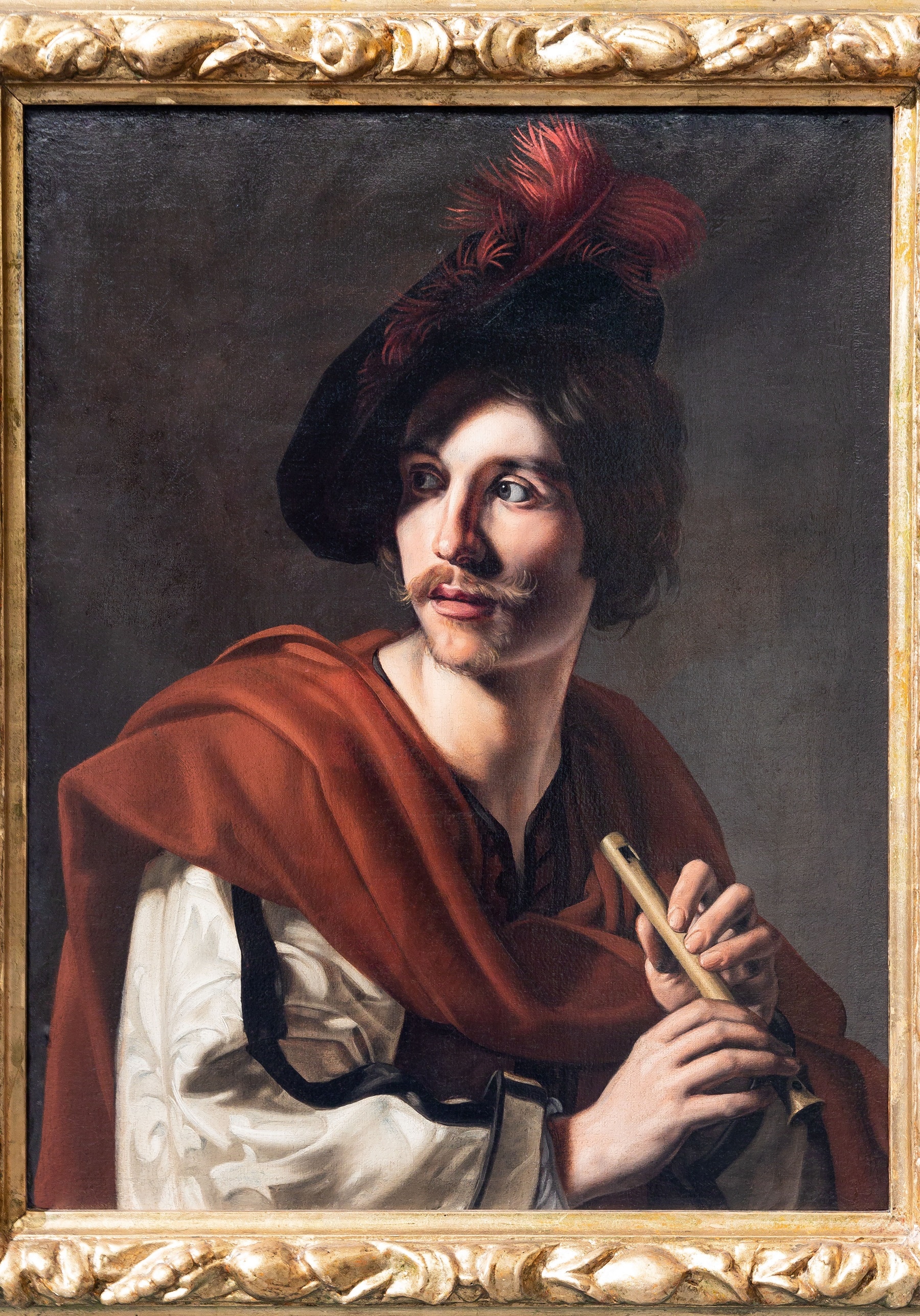 Nicolas Tournier, Flautista, 1626, olio su tela, Fondazione Brescia Musei, Brescia