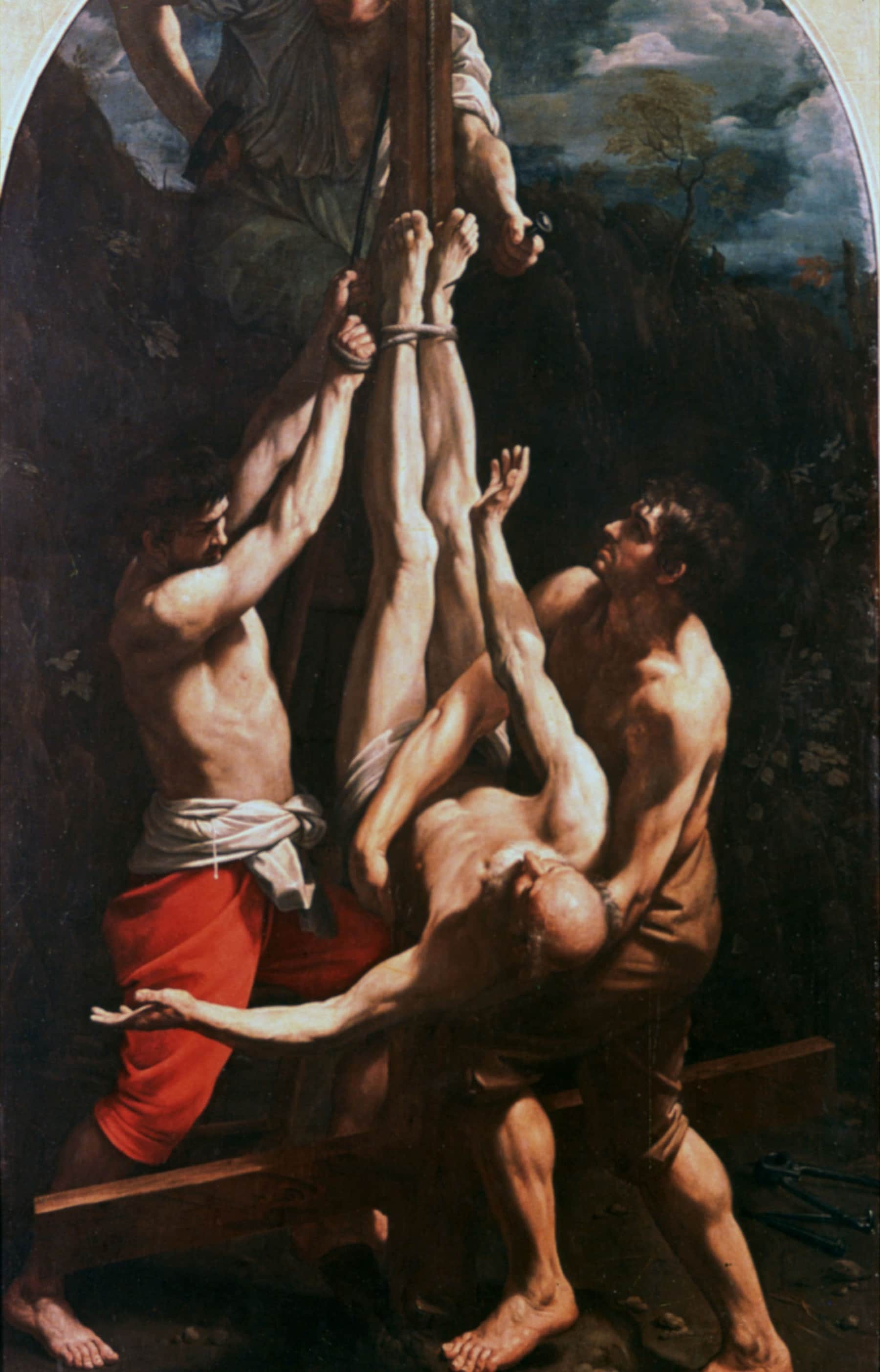 Guido Reni, La crocifissione di San Pietro, 1604-'05, olio su tela, 305x175cm., Pinacoteca Vaticana, Roma 