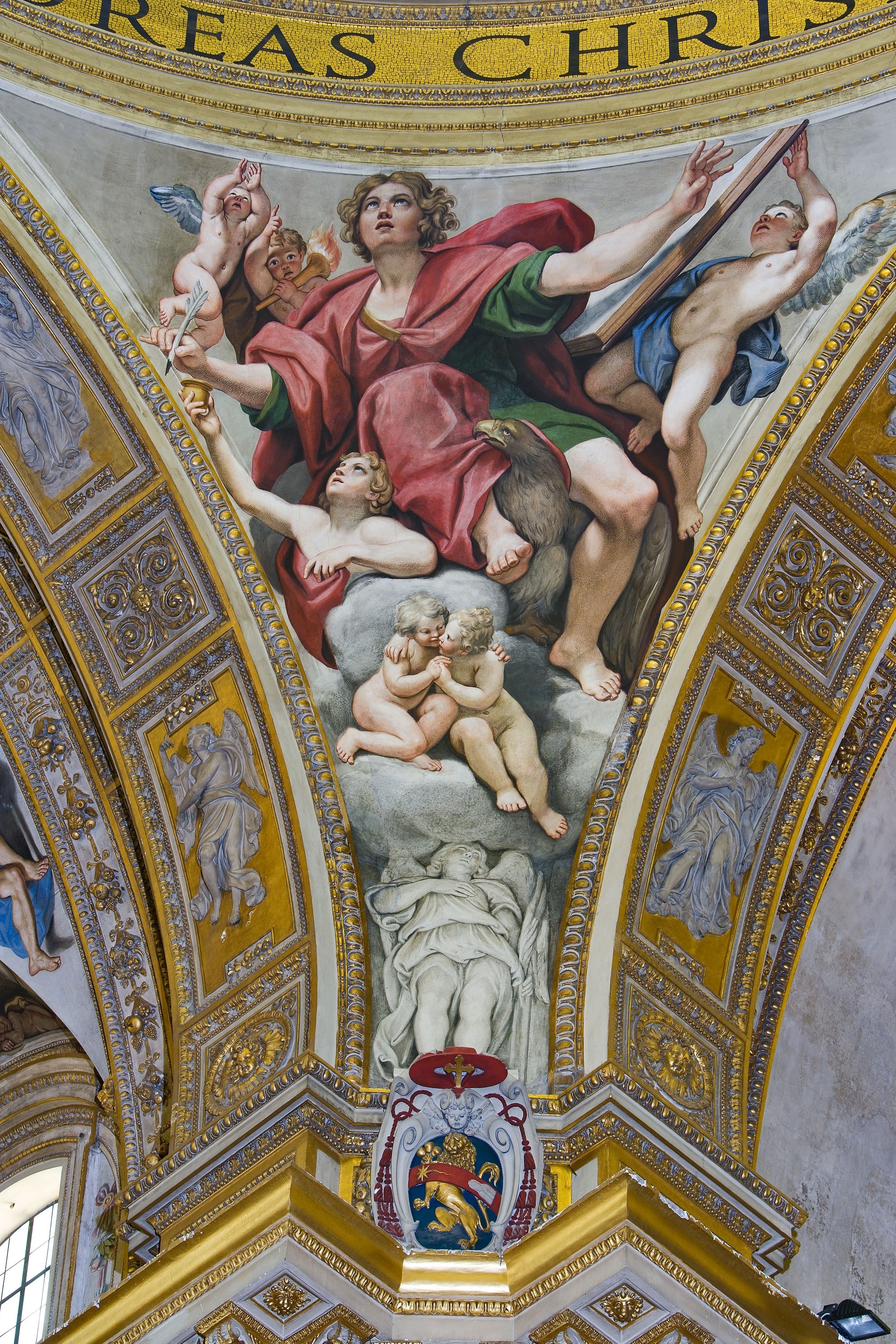 Domenichino, San Giovanni Evangelista, pennacchio della Cupola, 1624-'27, Chiesa di Sant'Andrea della Valle, Roma