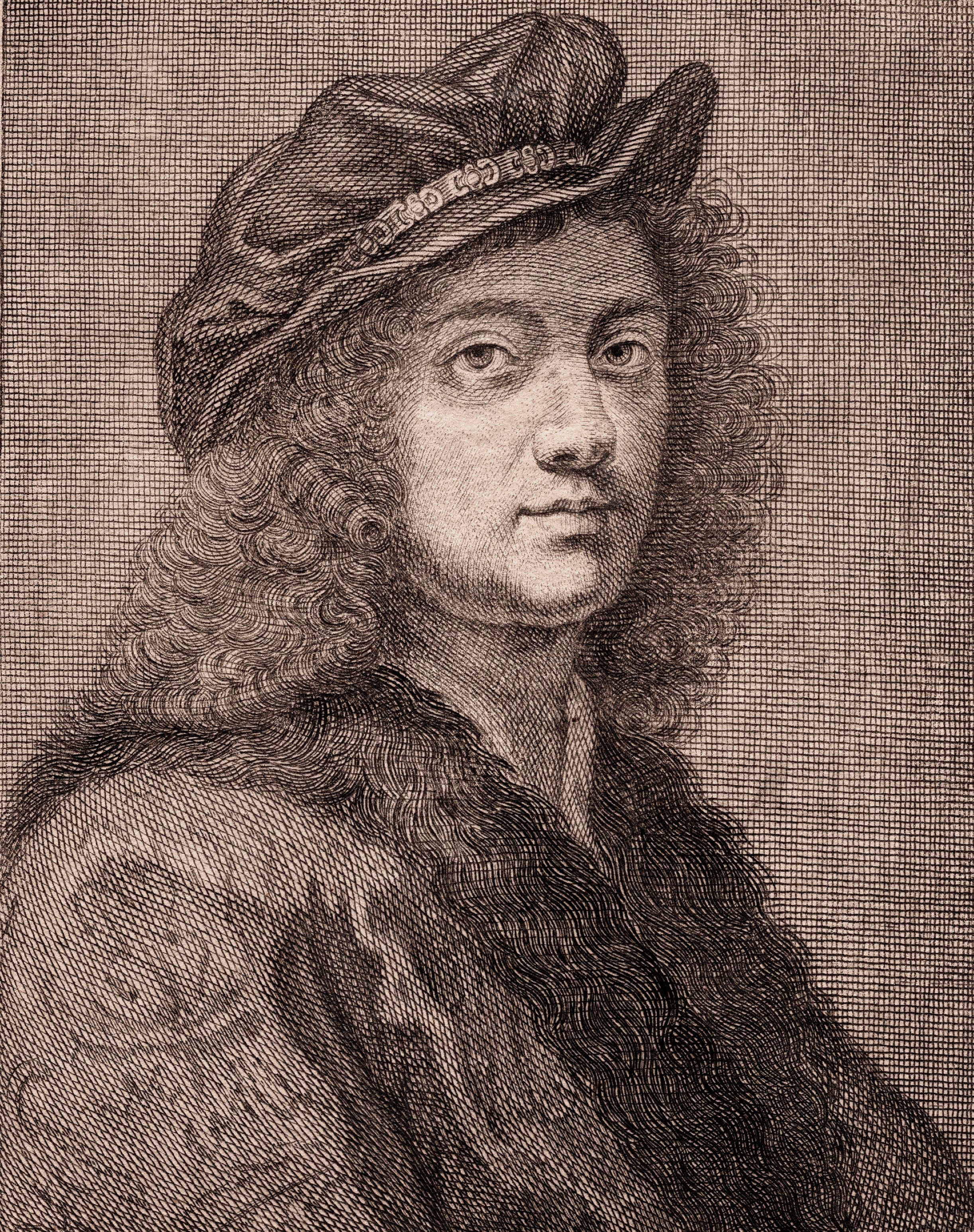 Ritratto a stampa di Giovan Battista Gaulli, detto il Baciccio, tratto dal suo Autoritratto conservato agli Uffizi