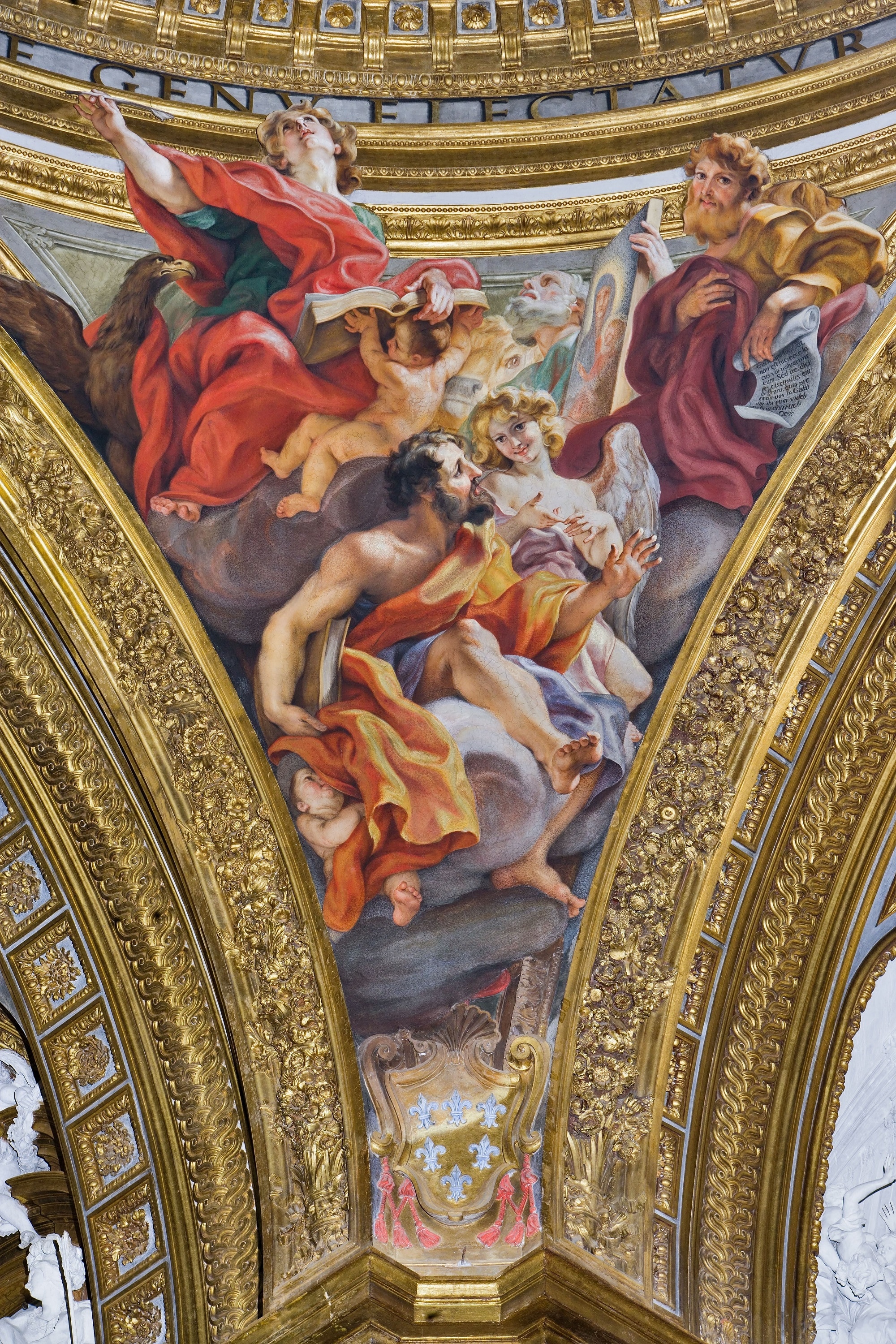 Giovan Battista Gaulli, Pennacchio della Cupola con San Luca, Chiesa del Gesù, 1674-'79, Roma
