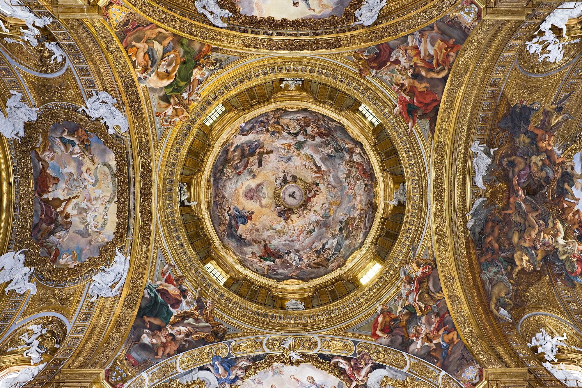 Giovan Battista Gaulli, Cupola con pennacchi e archi del transetto, Chiesa del Gesù, 1674-'79, Roma