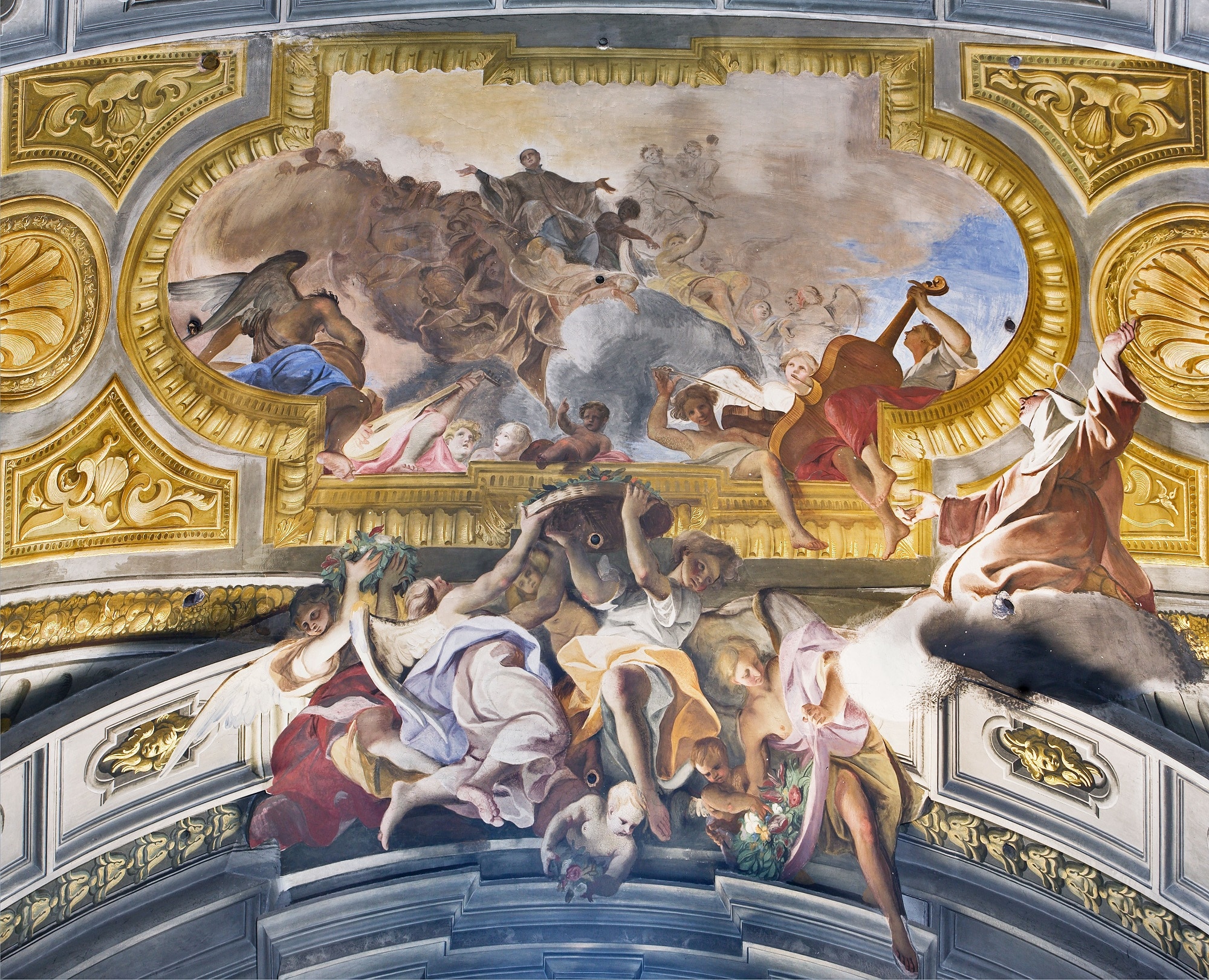 Visione di Maddalena de' Pazzi, Andrea Pozzo, affresco della volta del transetto, Chiesa di Sant’Ignazio di Loyola, Roma