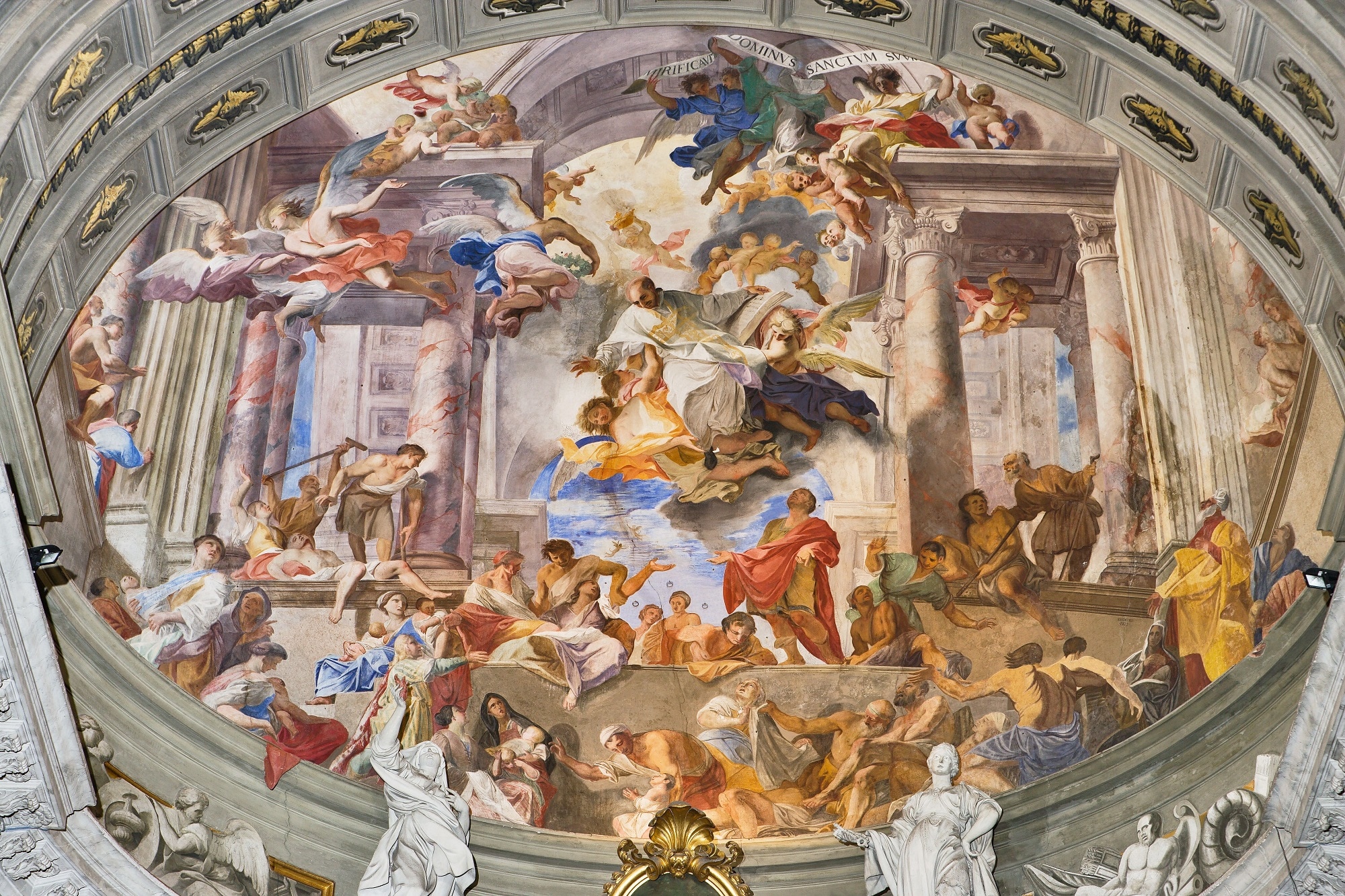 Sant’Ignazio in Gloria intercede per la guarigione degli appestati, Andrea Pozzo, affresco del catino absidale, Chiesa di Sant’Ignazio di Loyola, Roma