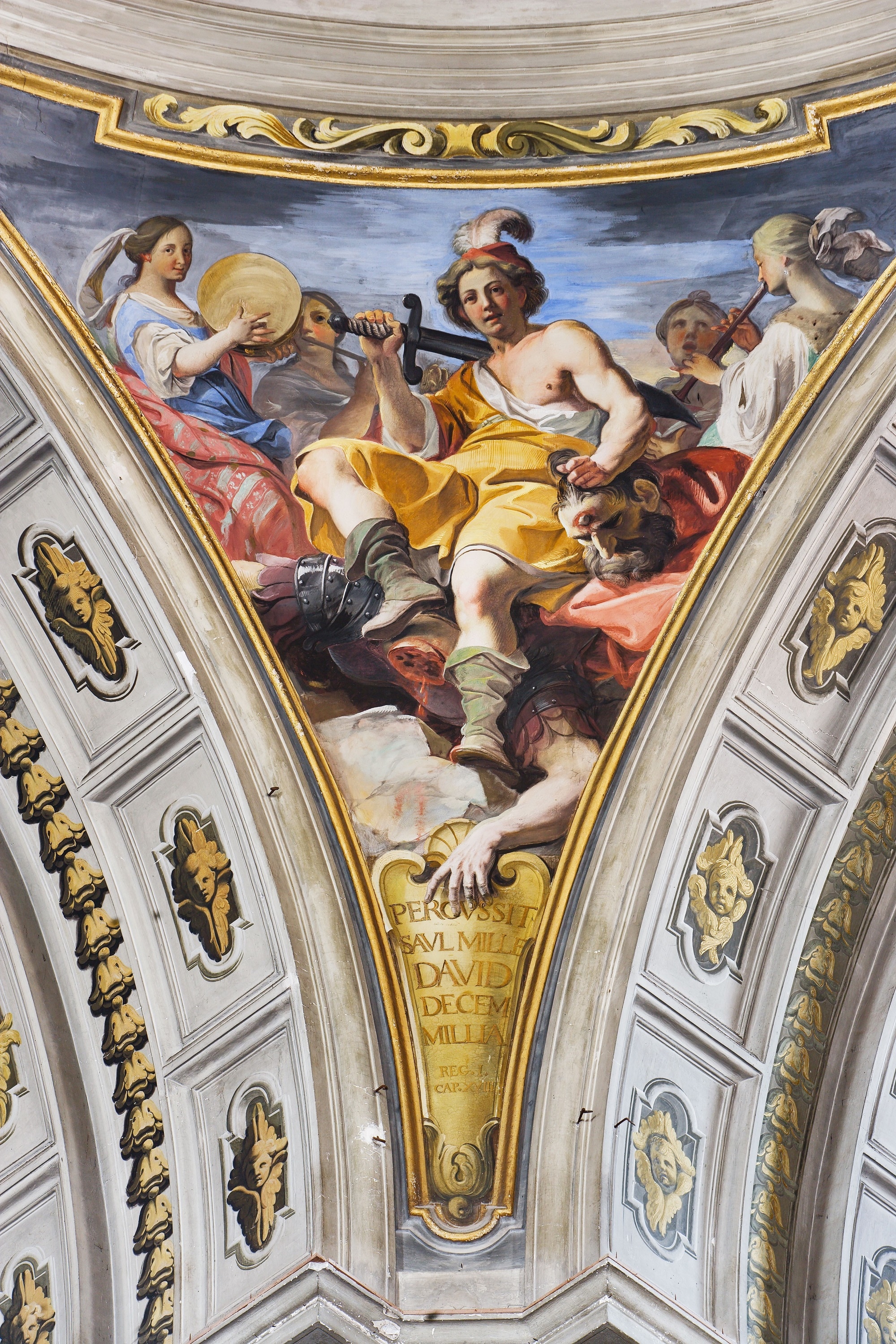 David, Andrea Pozzo, affresco del pennacchio della finta cupola, Chiesa di Sant’Ignazio di Loyola, Roma