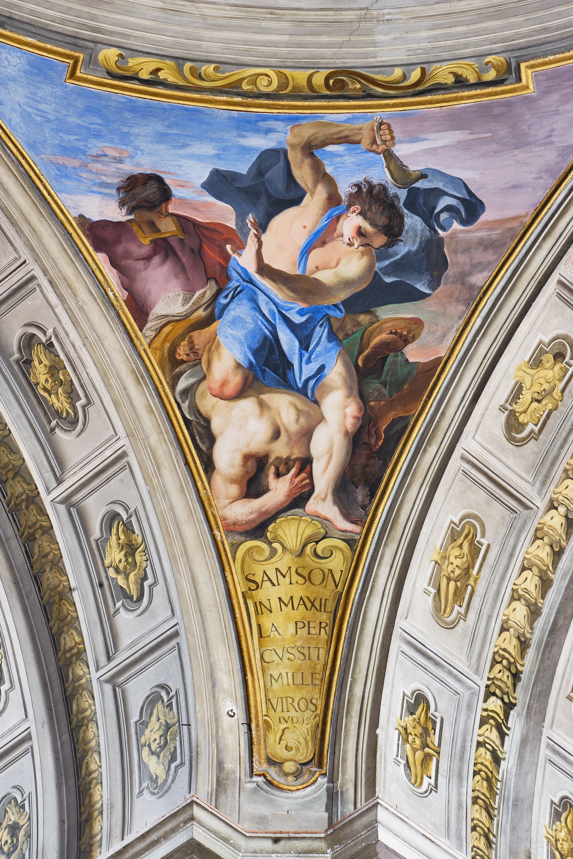 Sansone, Andrea Pozzo, affresco del pennacchio della finta cupola, Chiesa di Sant’Ignazio di Loyola, Roma