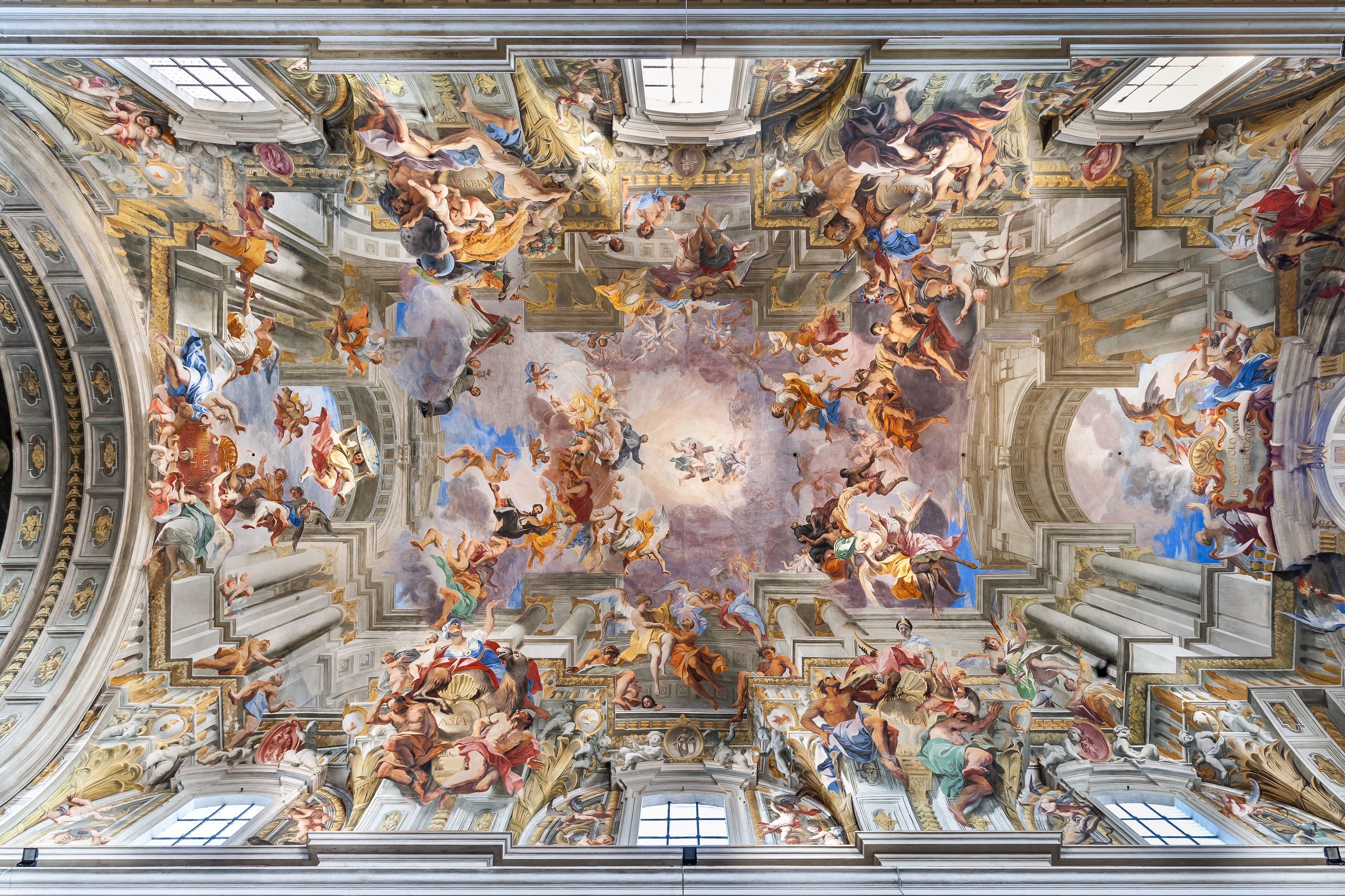 La Gloria di Sant’Ignazio, Andrea Pozzo, affresco della volta della navata, 1691-1694, Chiesa di Sant’Ignazio di Loyola, Roma