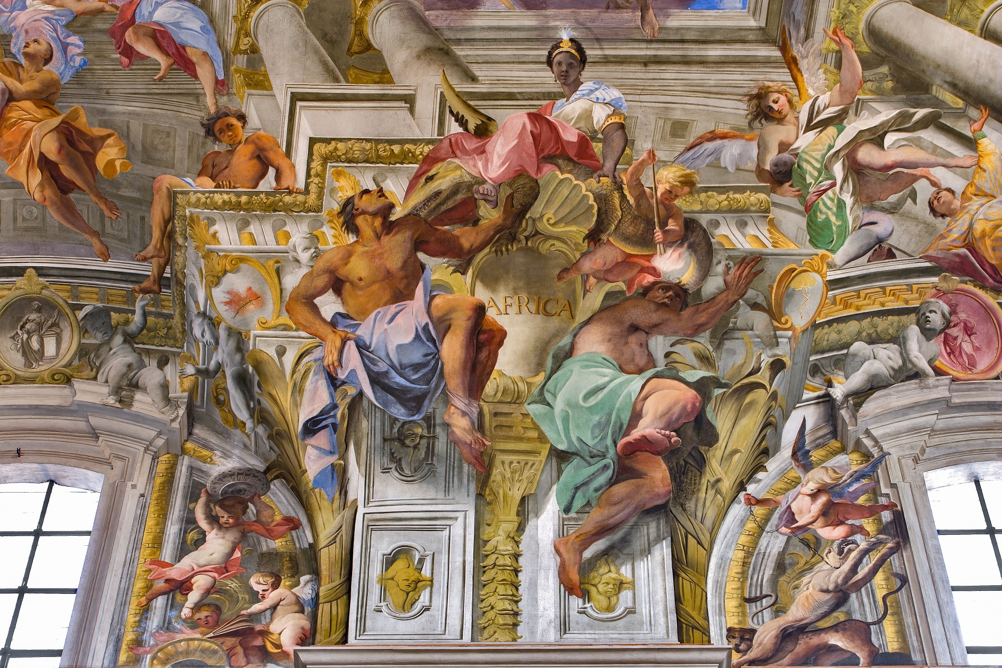 Africa, dettaglio della Gloria di Sant’Ignazio, Andrea Pozzo, 1691-1694, Chiesa di Sant’Ignazio di Loyola, Roma