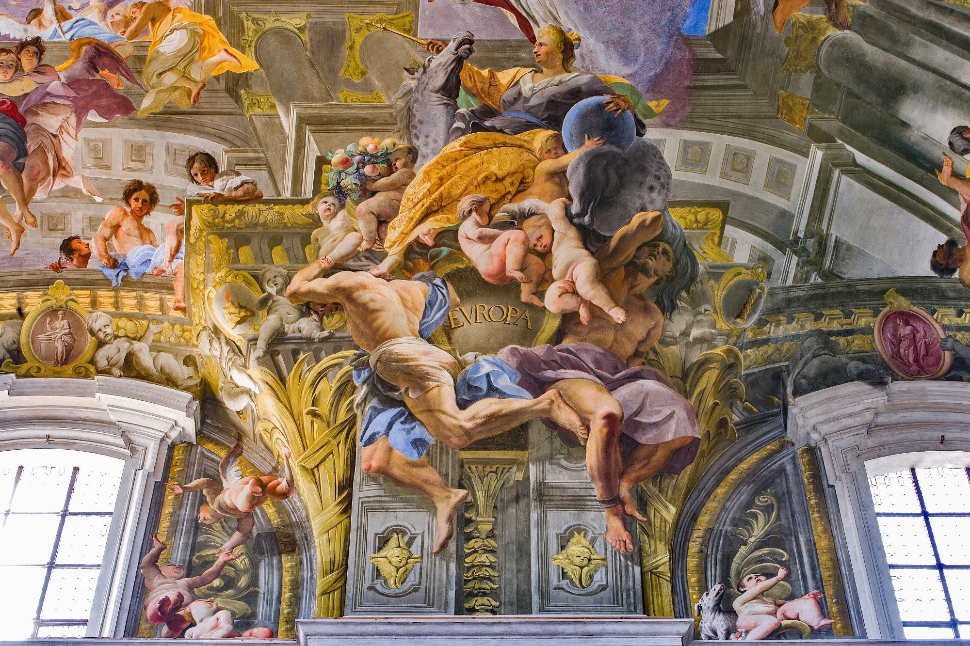 Europa, dettaglio della Gloria di Sant’Ignazio, Andrea Pozzo, 1691-1694, Chiesa di Sant’Ignazio di Loyola, Roma