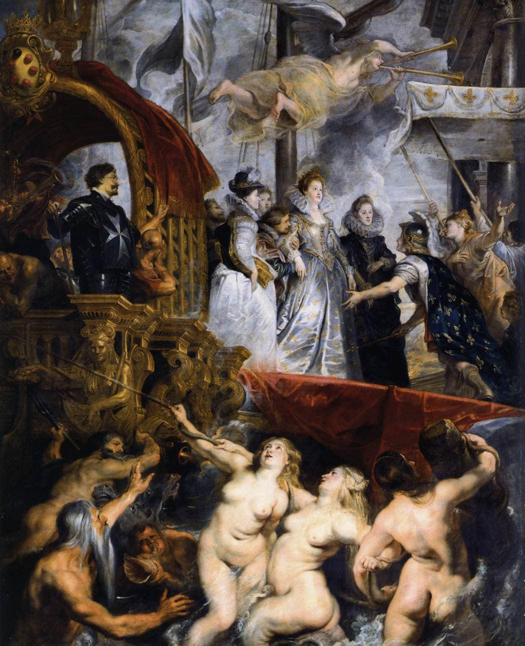 Pieter Paul Rubens, L’arrivo di Maria De Medici a Marsiglia, 1622–'25, dettaglio olio su tela, 394x 295cm., Museo del Louvre, Parigi