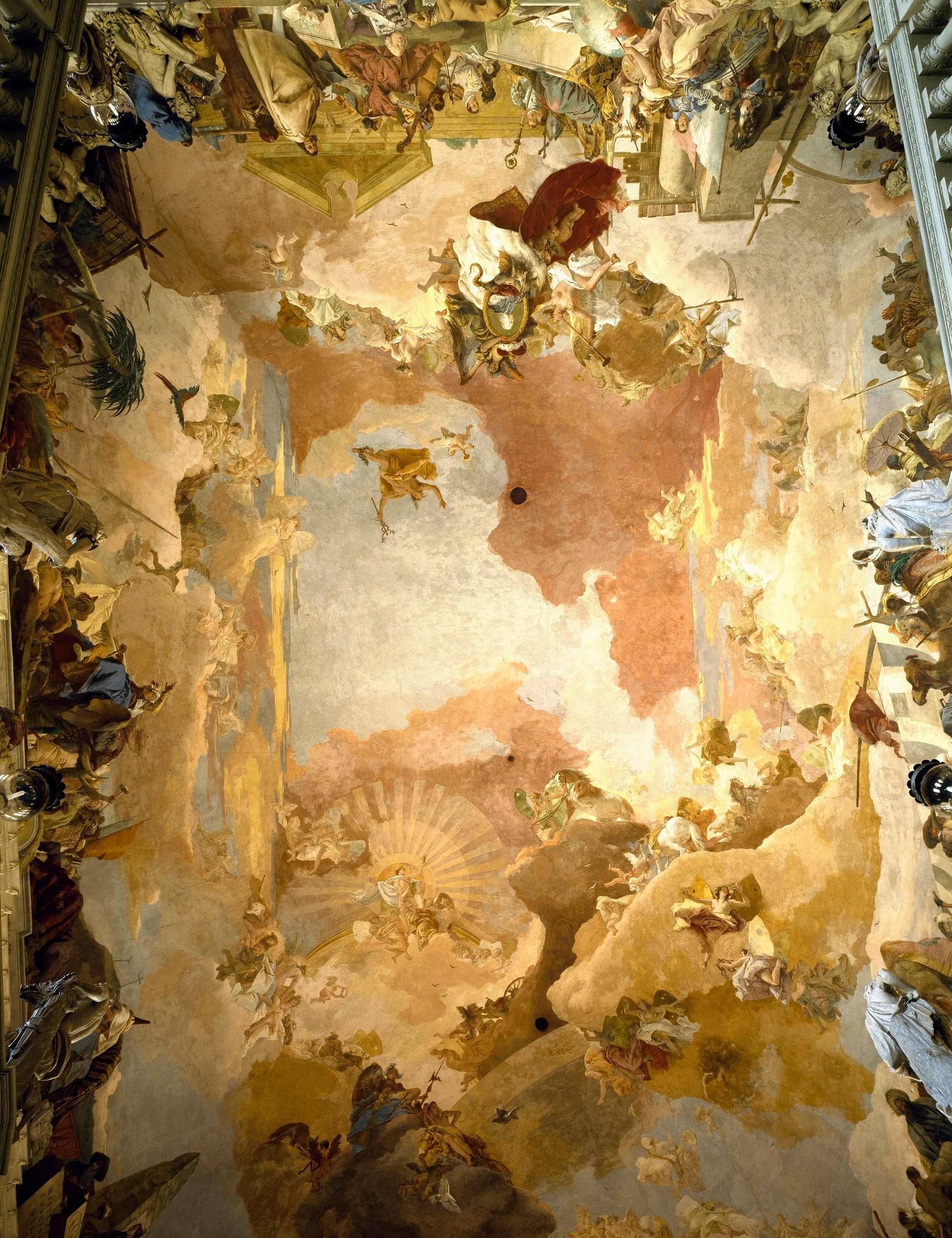 Giambattista Tiepolo, L’Olimpo e i quattro continenti, 1751-‘53, affreschi della volta dello scalone, Residenza di Würzburg, Würzburg 
