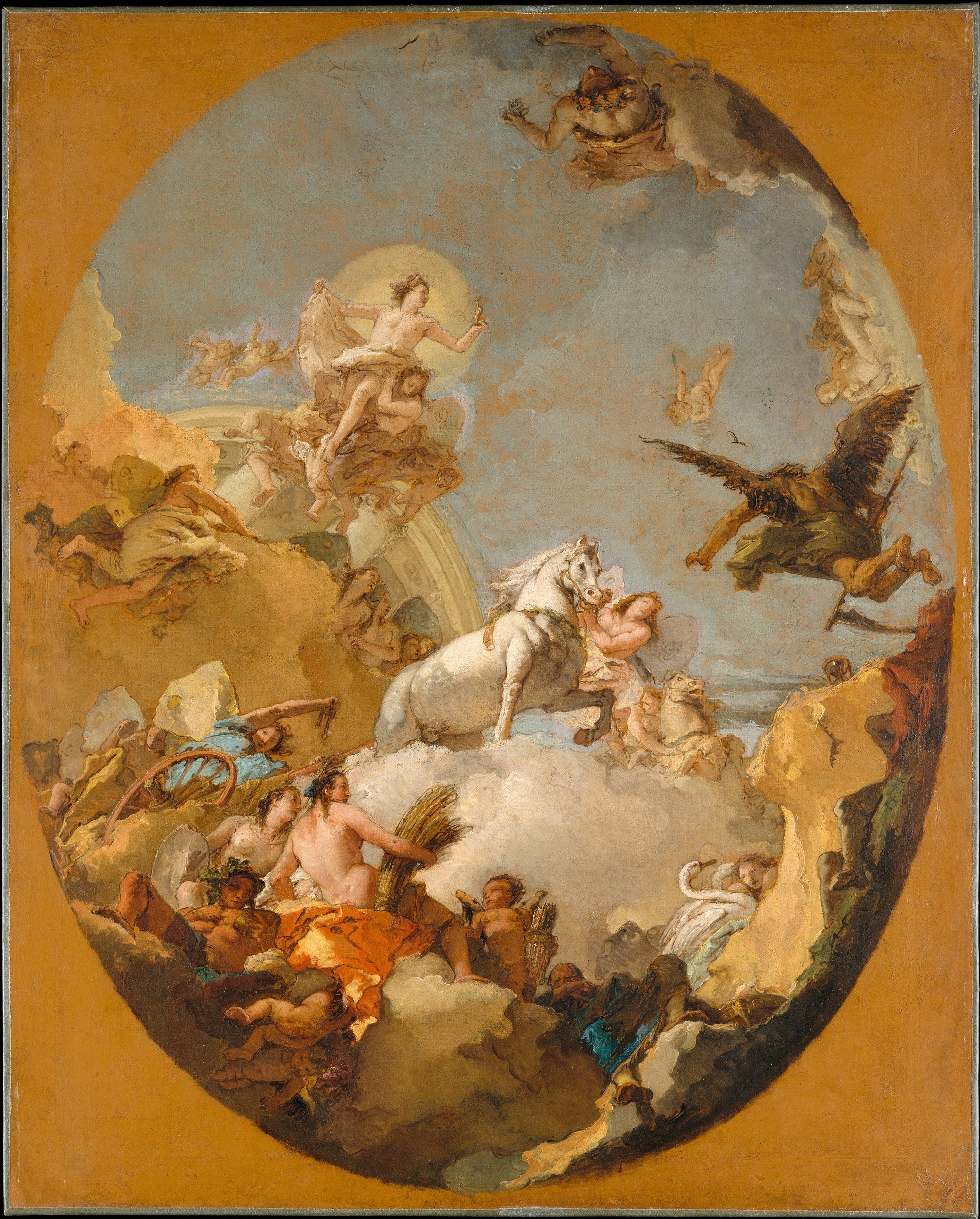 Giambattista Tiepolo, Il carro di Aurora, bozzetto olio su tela pe il Palazzo Reale di Madrid, 902x727cm., Metropolitan Museum of Art, New York