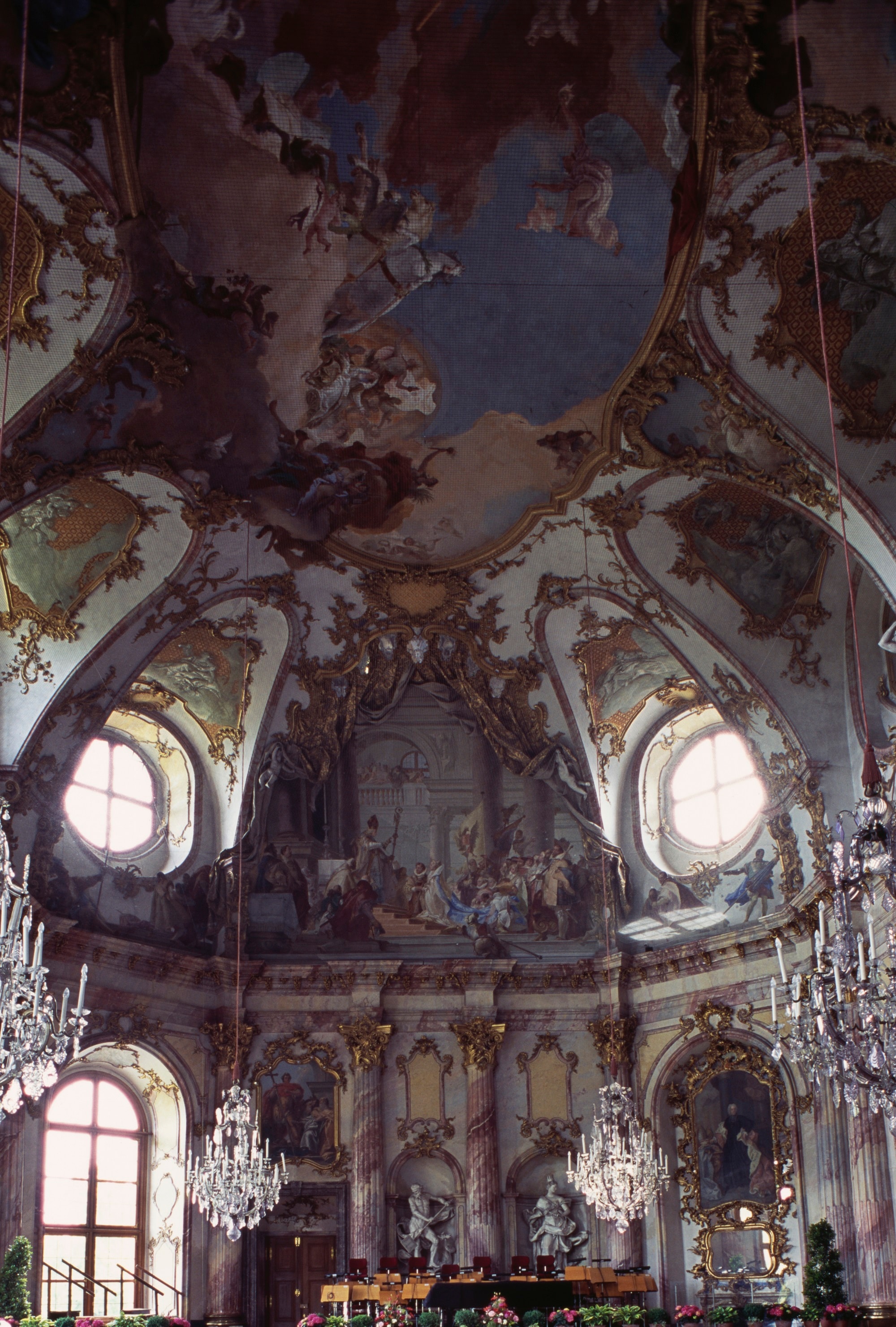 Giambattista Tiepolo, Apollo conduce al genio della Nazione germanica Beatrice di Burgundia (Storia della diocesi di Würzburg), affresco della Sala Imperiale della Residenza, 1751-‘53, Würzburg