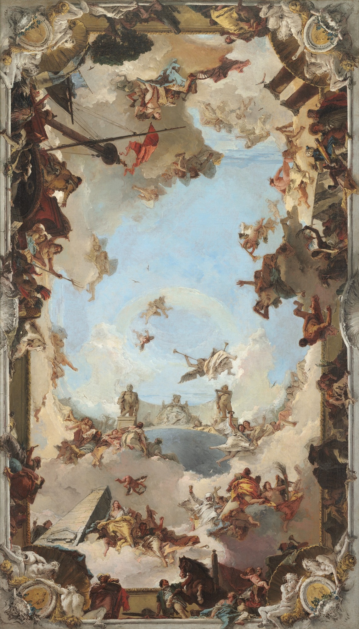 Giambattista Tiepolo, Ricchezza e benefici della Monarchia spagnola sotto Carlo III, modello per il soffitto del “Salone del Trono”, 1762