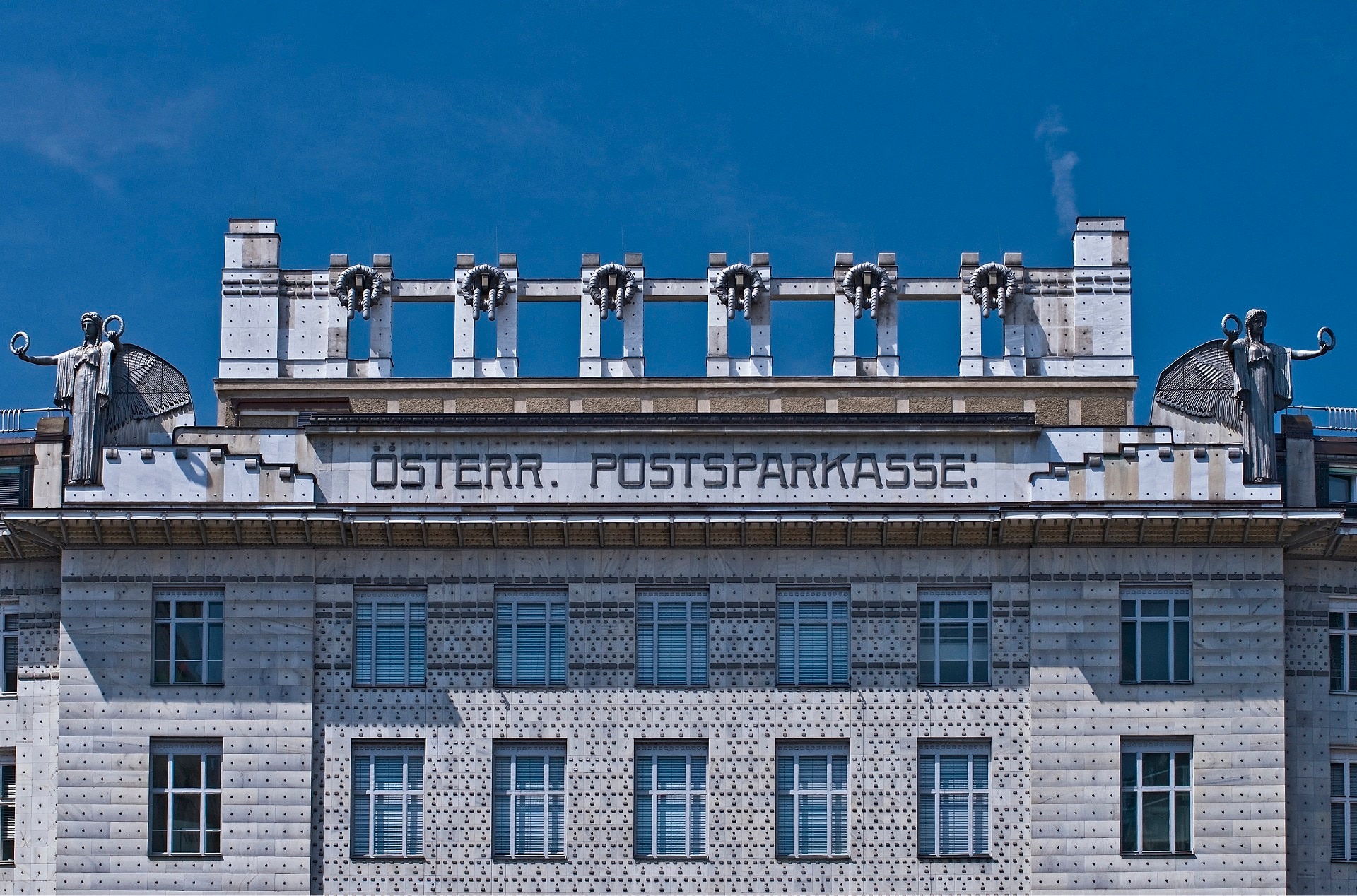 Otto Wagner, Cassa di Risparmio postale, dettaglio facciata, Vienna, 1903-1912