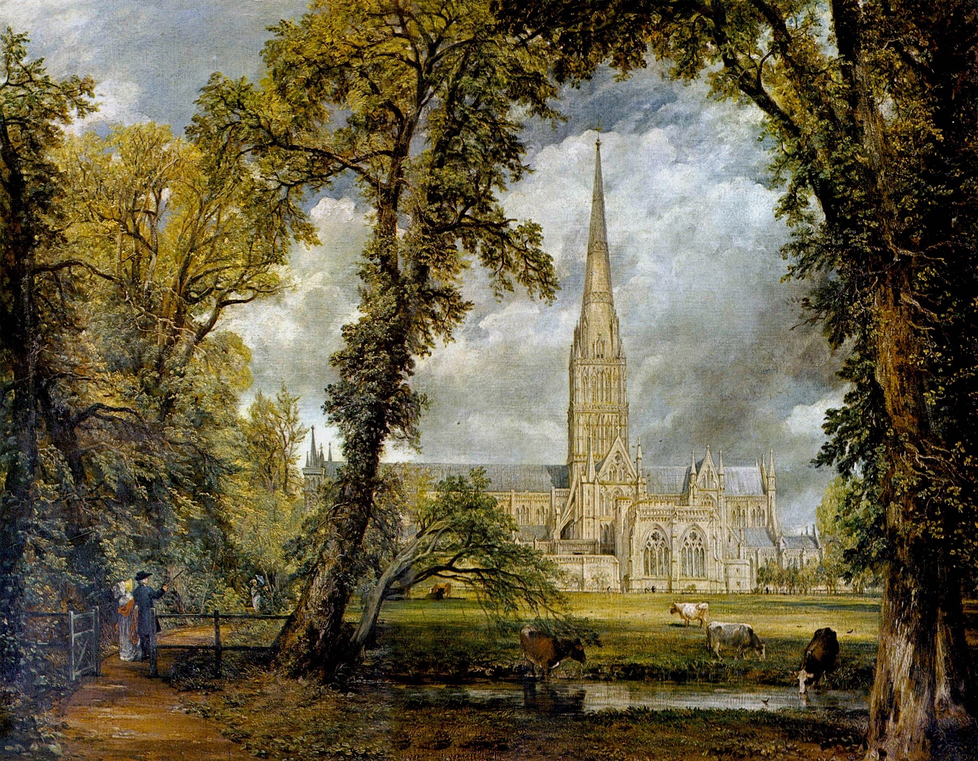 John Constable, Veduta della Cattedrale di Salisbury vista dai terreni del vescovo, 1823, olio su tela, 87,6x111,8cm., Victoria and Albert Museum, Londra