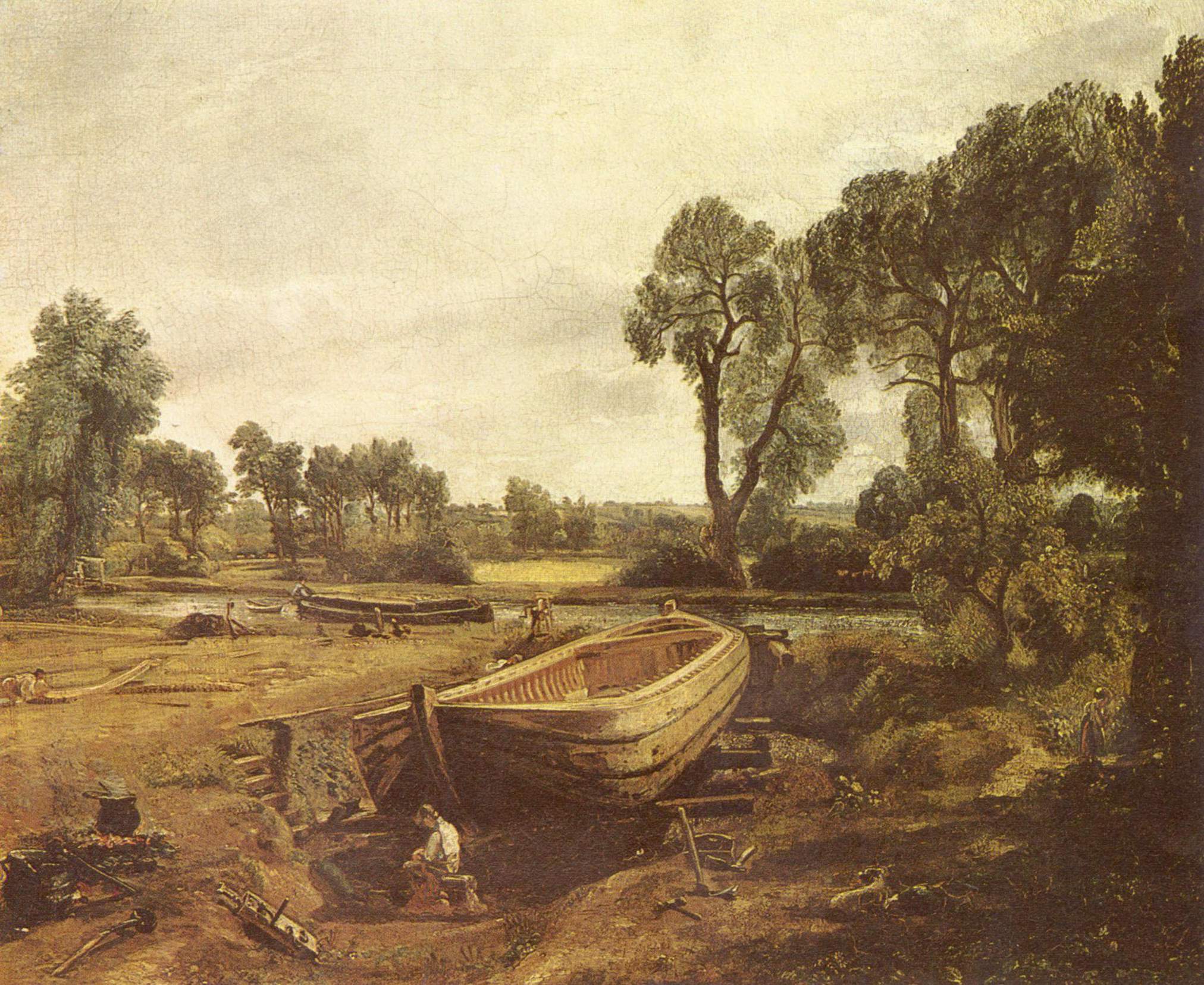 John Constable, Barca in costruzione, 1815 circa, olio su carta applicata su tela, 26x31,1cm., Victoria and Albert Museum, Londra