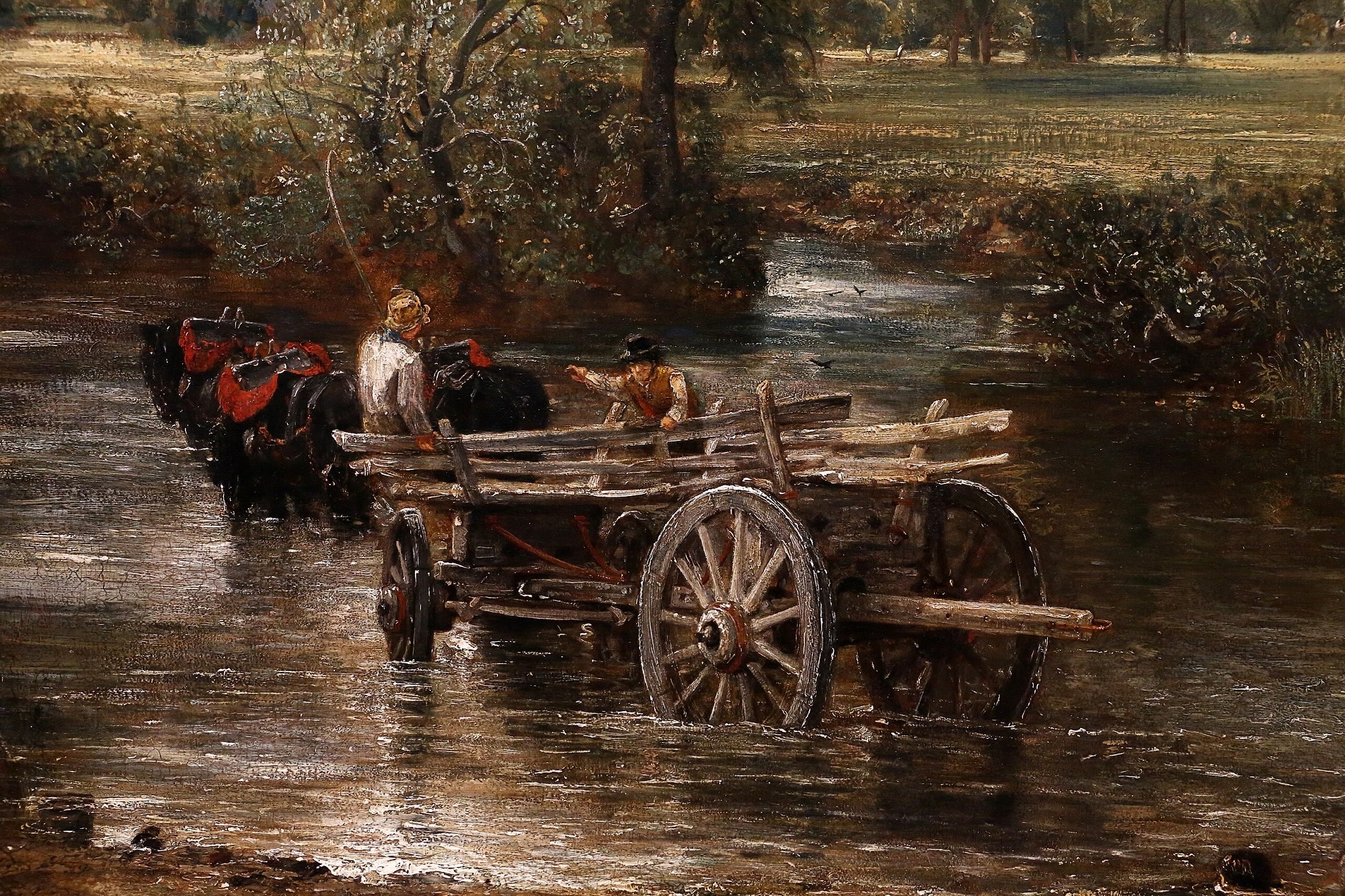 John Constable, dettaglio, Il carro di fieno, 1821, olio su tela, 130x185,4cm., National Gallery, Londra