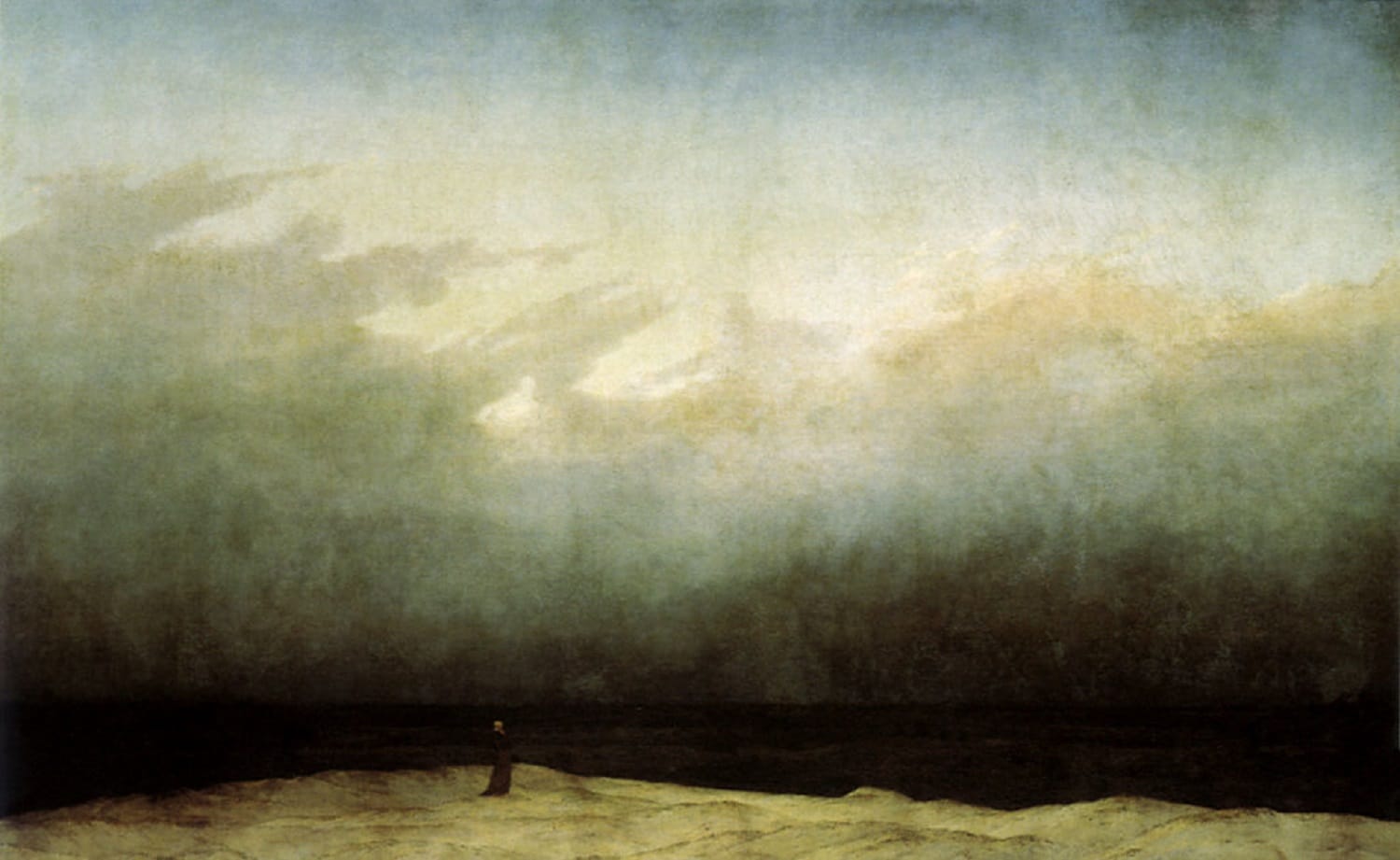 Caspar David Friedrich, Monaco in riva al mare, 1808-1810, olio su tela, 110×171,5cm., Alte Nationalgalerie, Berlino
