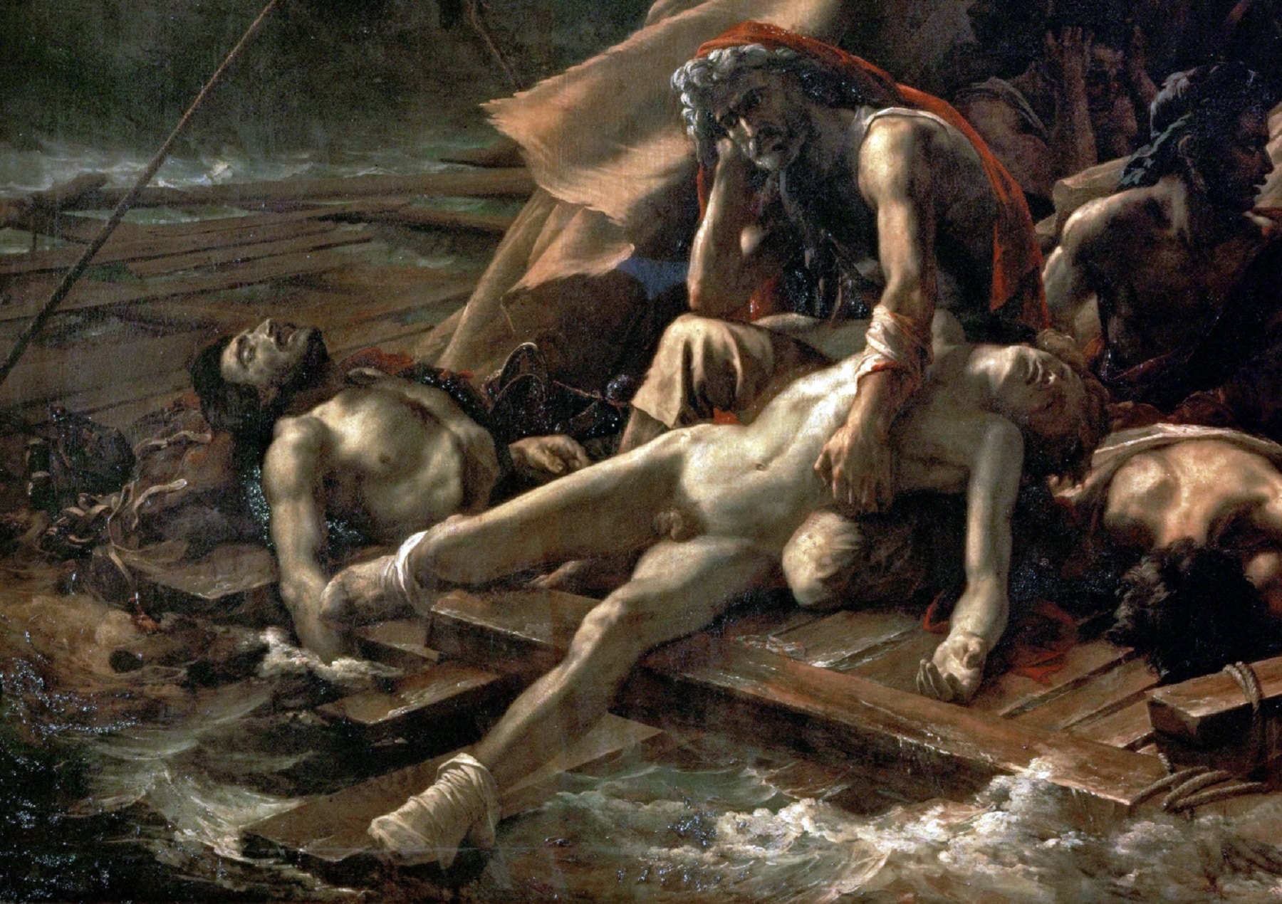 Théodore Géricault, dettaglio, La zattera della Medusa, 1818-1819, olio su tela, 491x716 cm., Museo del Louvre, Parigi