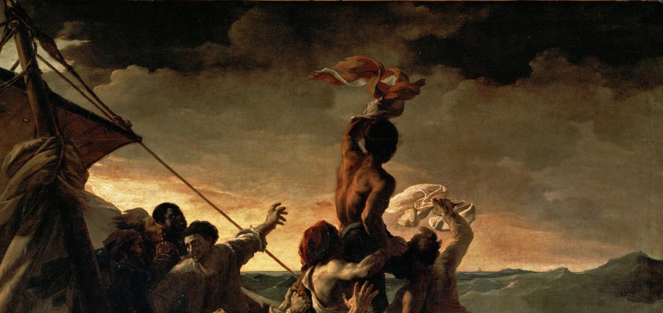 Théodore Géricault, dettaglio, La zattera della Medusa, 1818-1819, olio su tela, 491x716 cm., Museo del Louvre, Parigi