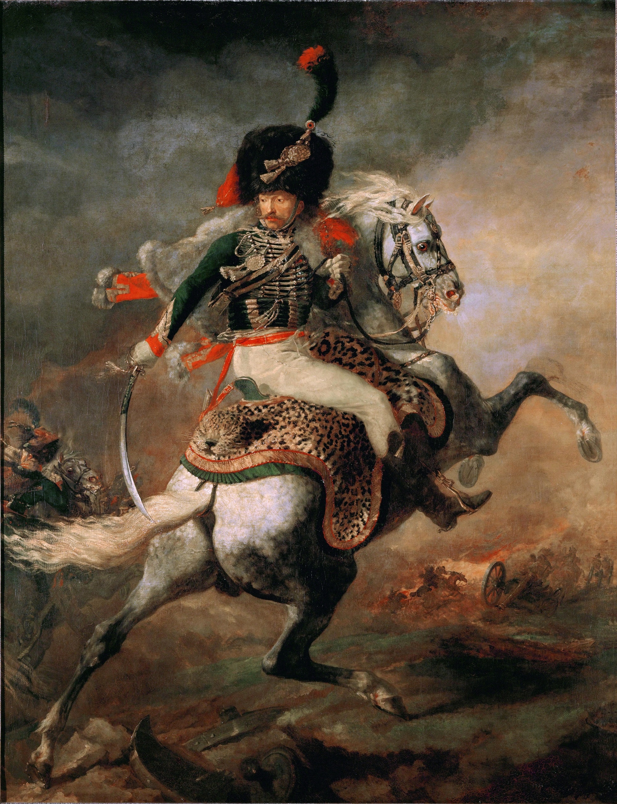 Théodore Géricault, Ufficiale dei cavalleggeri della Guardia Imperiale, 1812. Olio su tela, 349x266cm., Museo del Louvre, Parigi