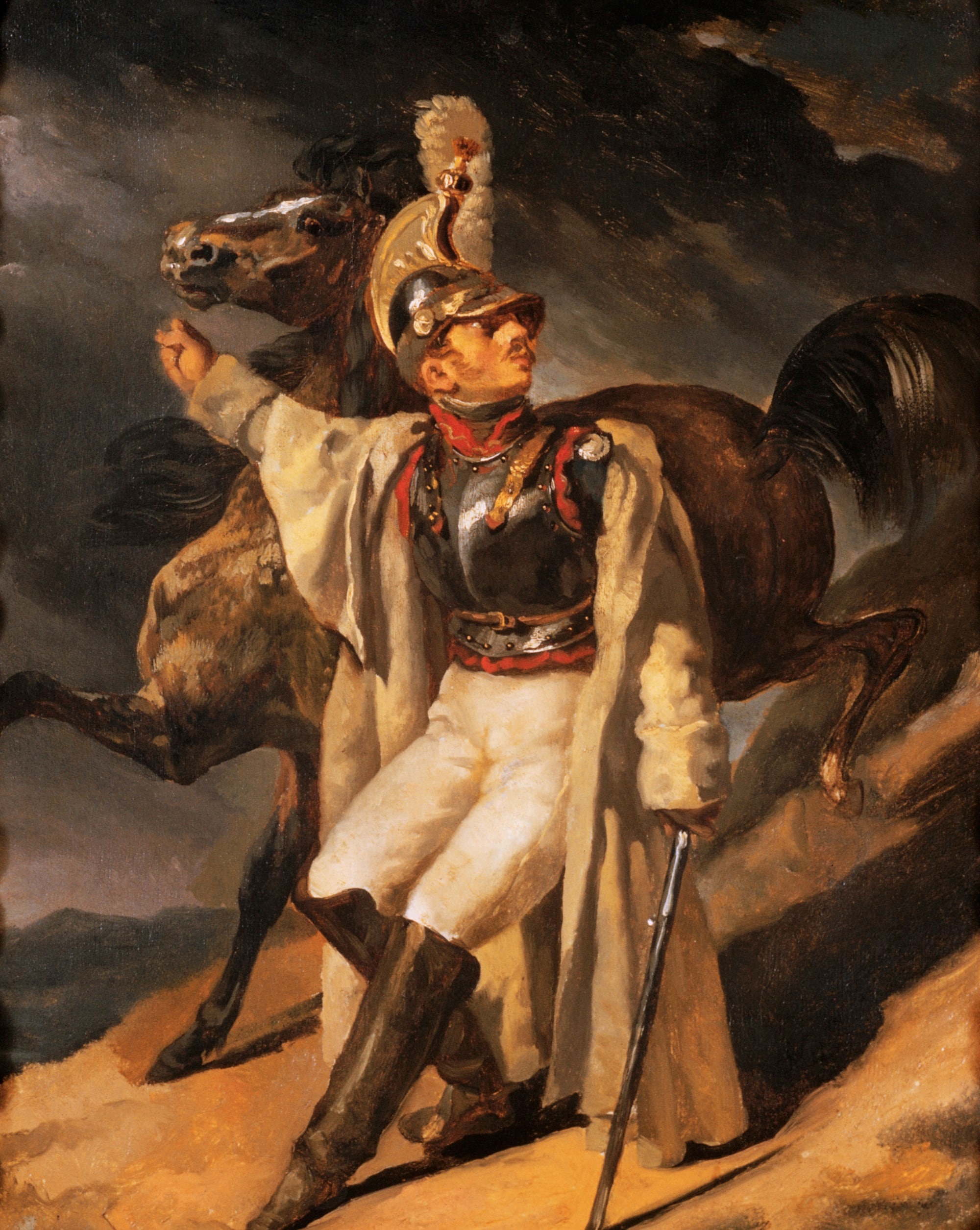 Théodore Géricault, Studio per Corazziere ferito che abbandona il campo di battaglia, 1812, olio su tela, Museo del Louvre, Parigi 