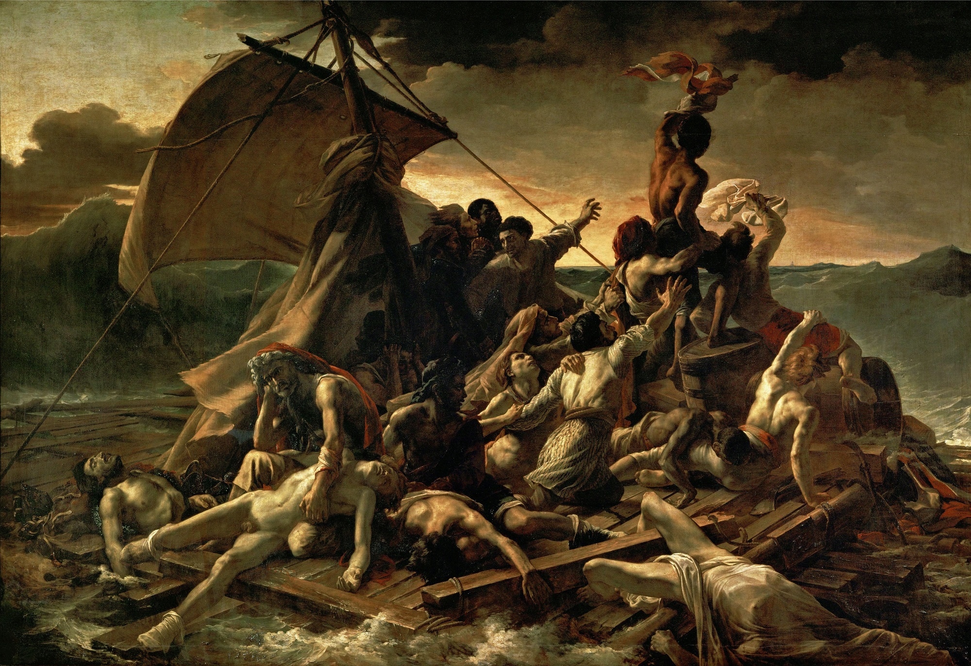 Théodore Géricault, La zattera della Medusa, 1818-1819, olio su tela, 491x716 cm., Museo del Louvre, Parigi