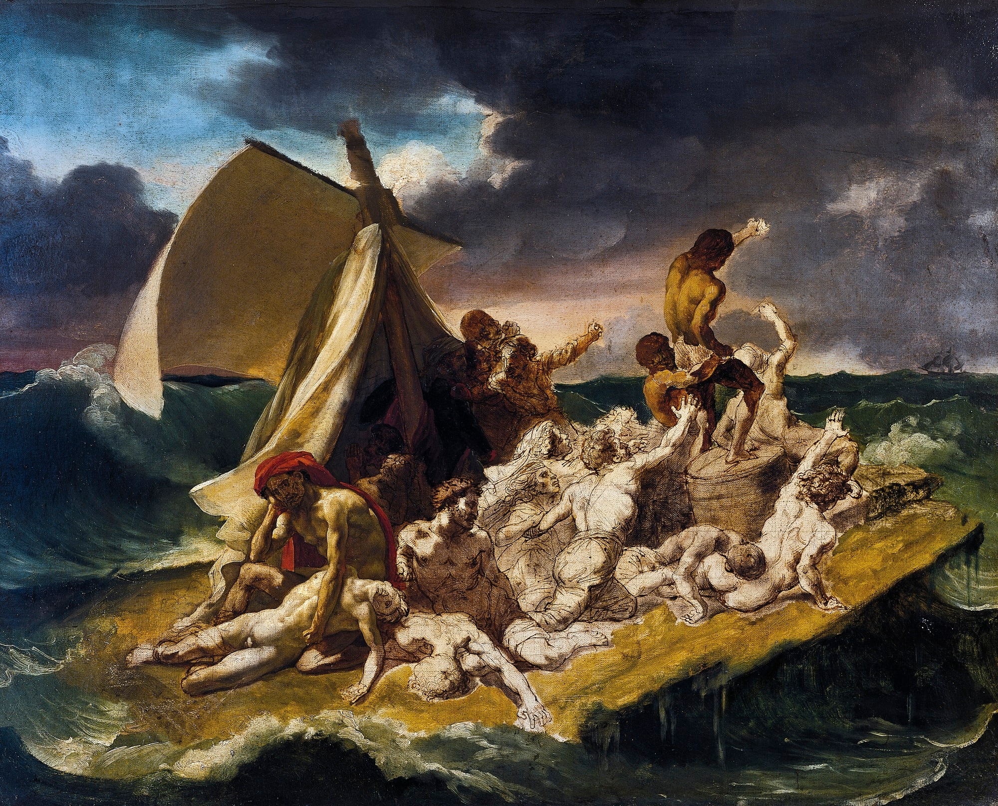 Théodore Géricault, Bozzetto per La zattera della Medusa, 1818, olio su tela, 38x46 cm., Museo del Louvre, Parigi