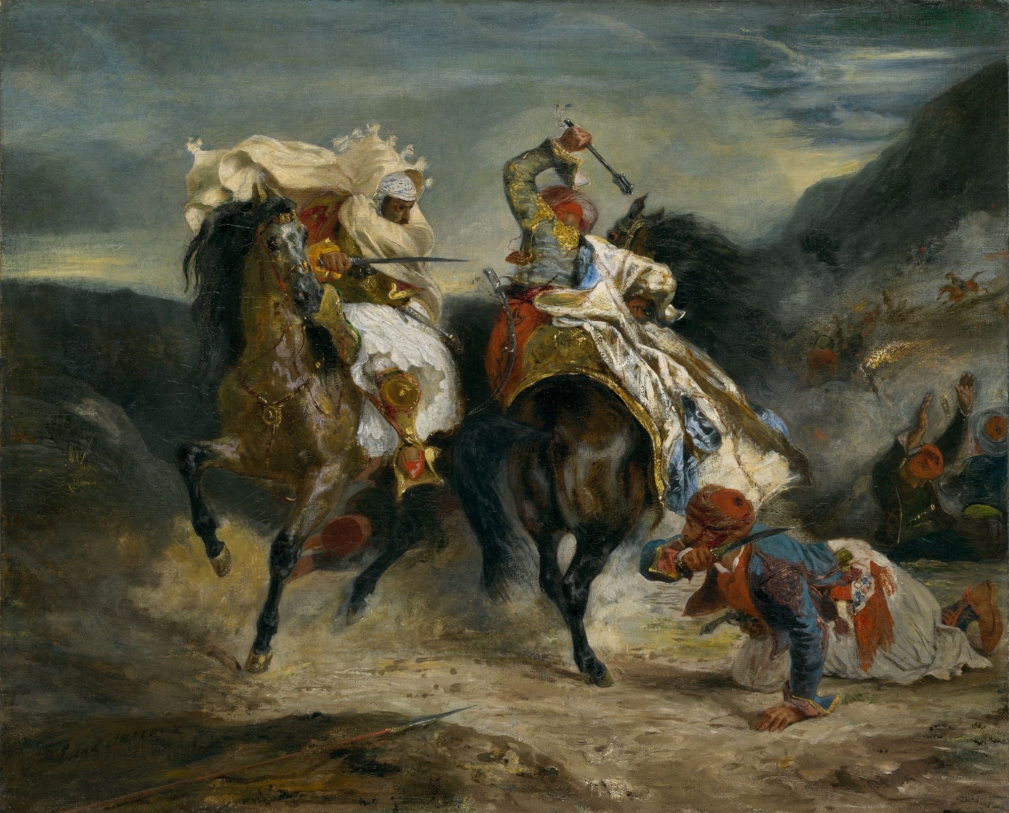 Eugène Delacroix, La battaglia di Giaurro e Hassan, 1835, olio su tela, 59,6x73,4cm., Art Institute of Chicago, Chicago