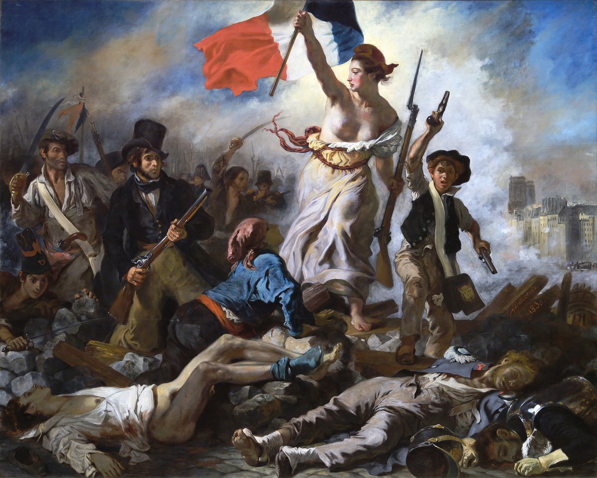 Eugène Delacroix, La Libertà che guida il popolo, 1830, olio su tela, 260x325cm., Museo del Louvre, Parigi