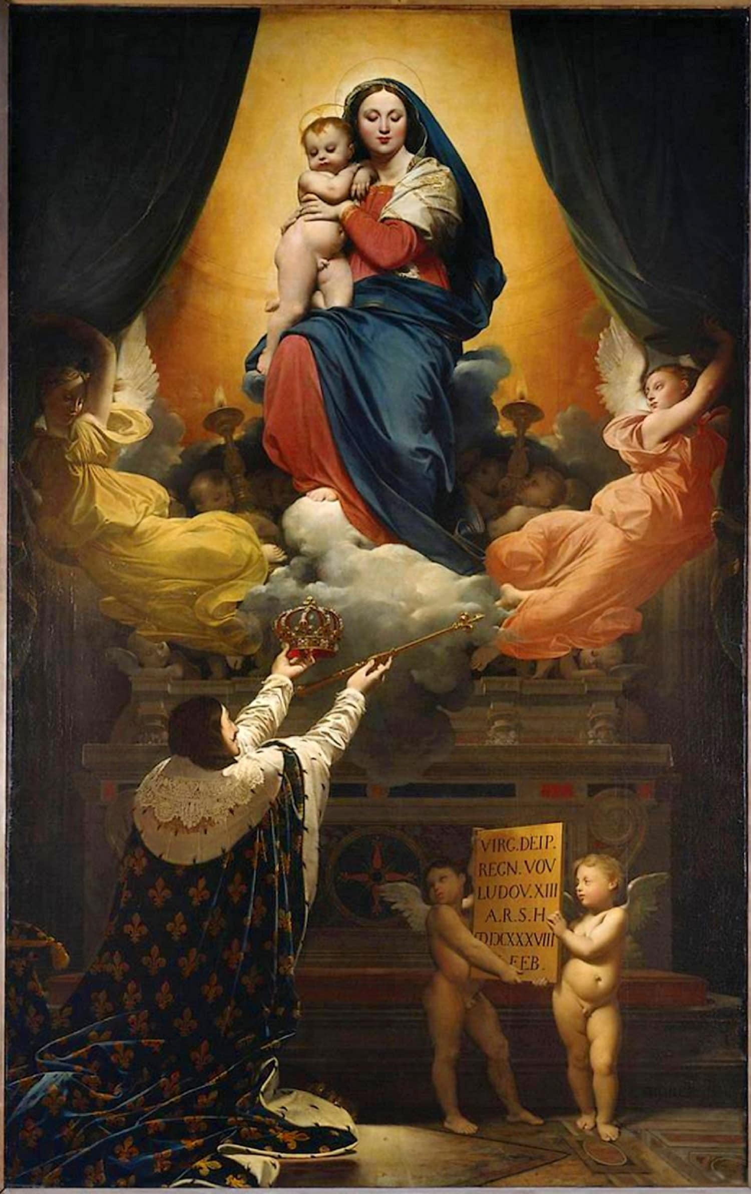 Jean-Auguste-Dominique Ingres, Il voto di Luigi XIII, 1824, olio su tela, 421×262cm., Cattedrale dell'Assunzione, Montauban, Francia Esposto nel 1824 al Salon di Parigi