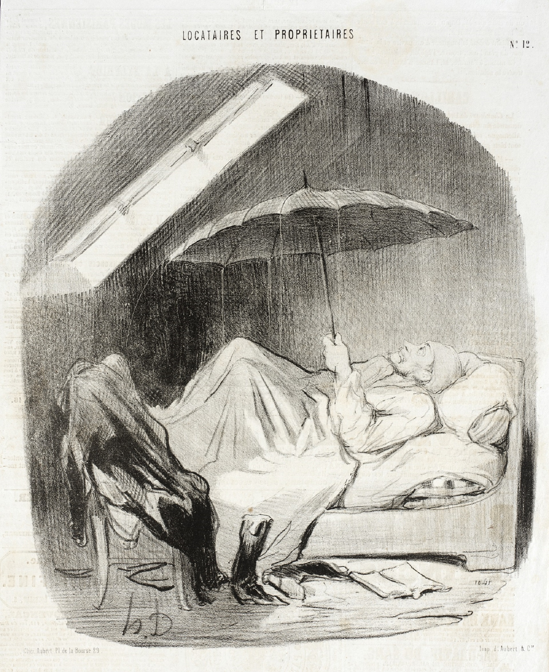 Honoré Daumier, Brigante di Proprietario, 1852-55, serie "Inquilini e Proprietari", litografia 
