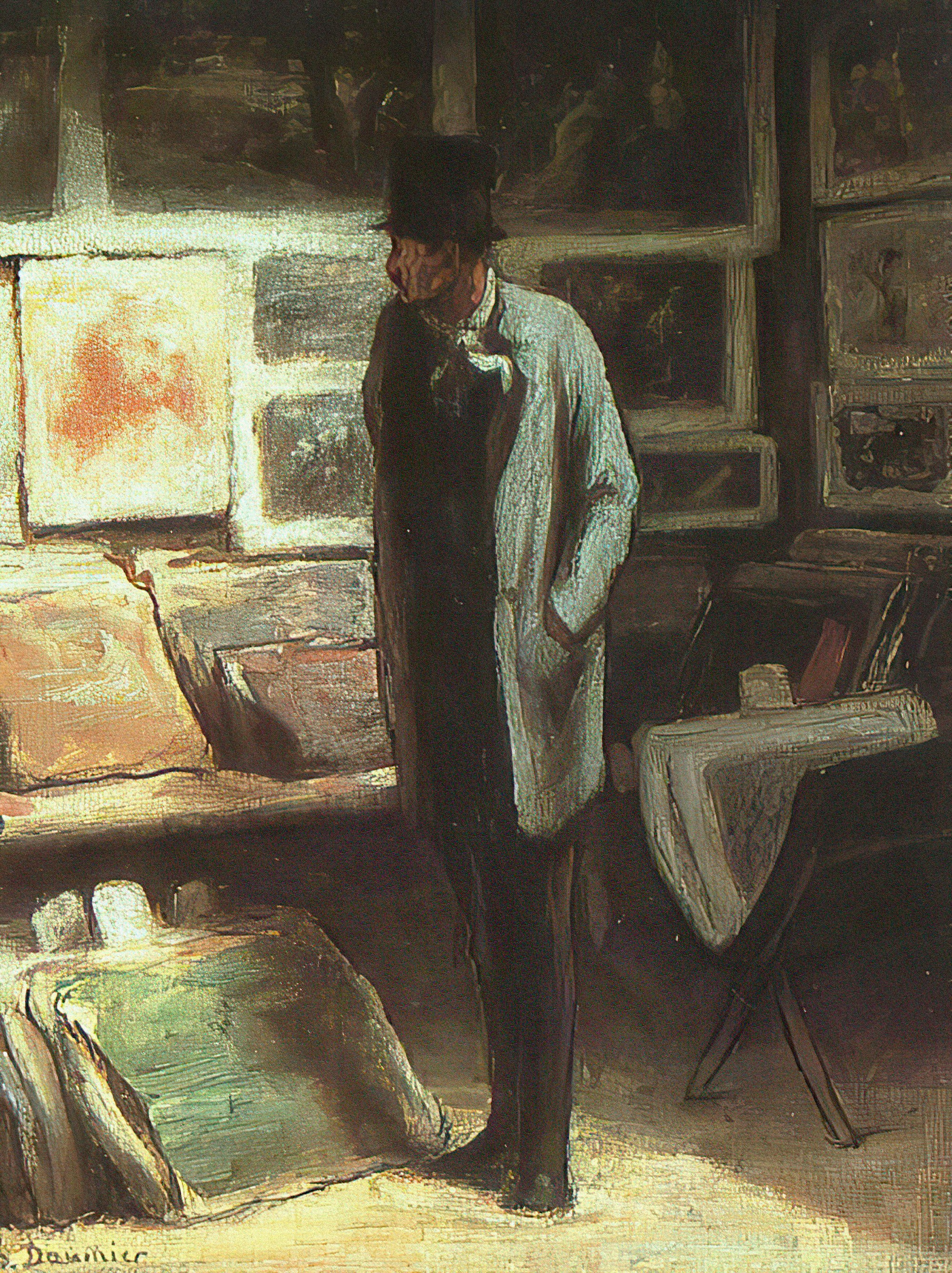 Honoré Daumier, Il collezionista di stampe, 1857-‘63, olio su tavola intelaiata, 42,3x33cm., Art Institute Chicago, Chicago