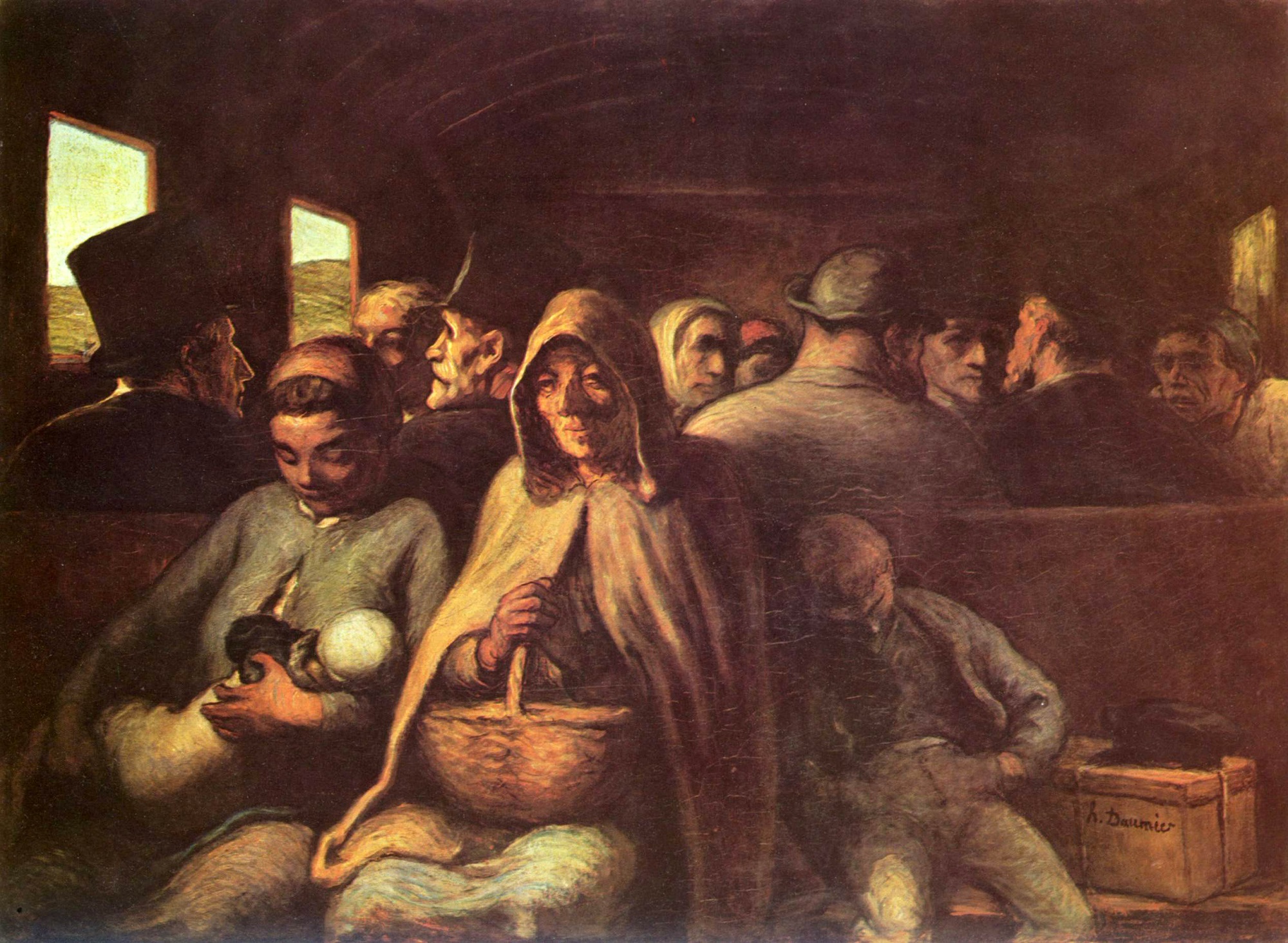 Honoré Daumier, Il vagone di terza classe, 1862-’65, olio su tela su tavola, 67x93cm., National Gallery of Canada, Ottawa