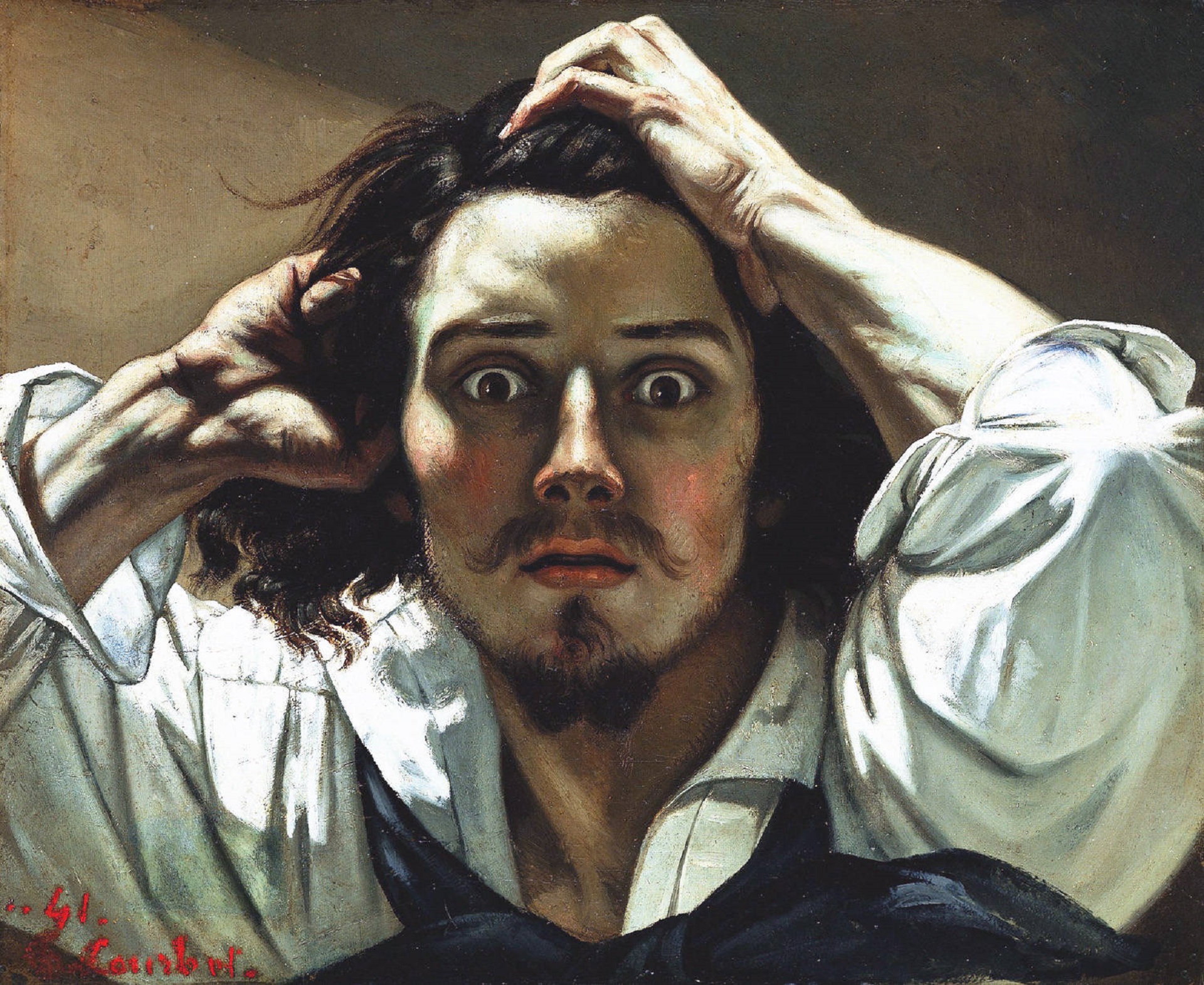 Gustave Courbet, Uomo disperato, 1843, olio su tela, 45×54cm., Collezione privata