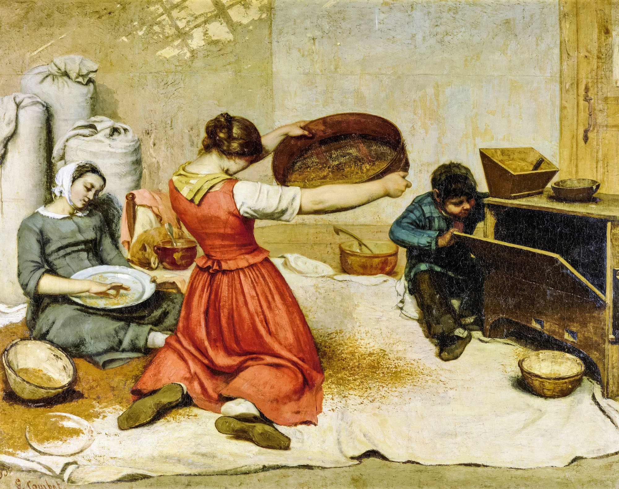 Gustave Courbet, Le vagliatrici di grano, 1854, olio su tela, 131x167cm., Musée des Beaux-Arts, Nantes 