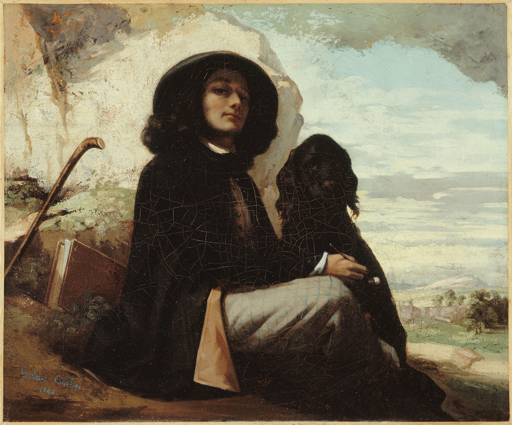 Gustave Courbet, Autoritratto con cane nero, 1842, olio su tela, 46,3×55,5cm., Petit Palais, Parigi