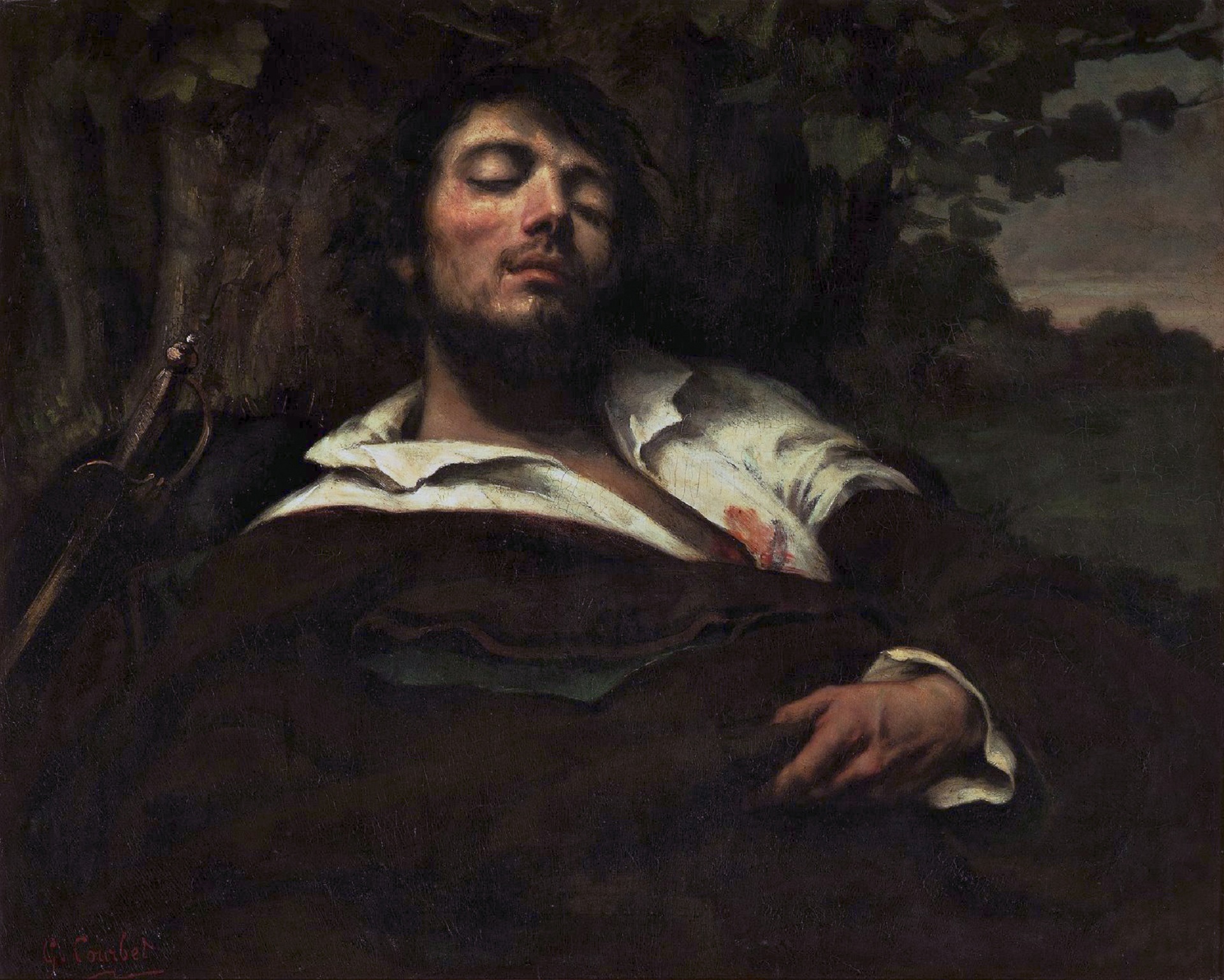 Gustave Courbet, L’uomo ferito, 1844-1854, olio su tela, 81,5x97,5cm., Musée d’Orsay, Parigi
