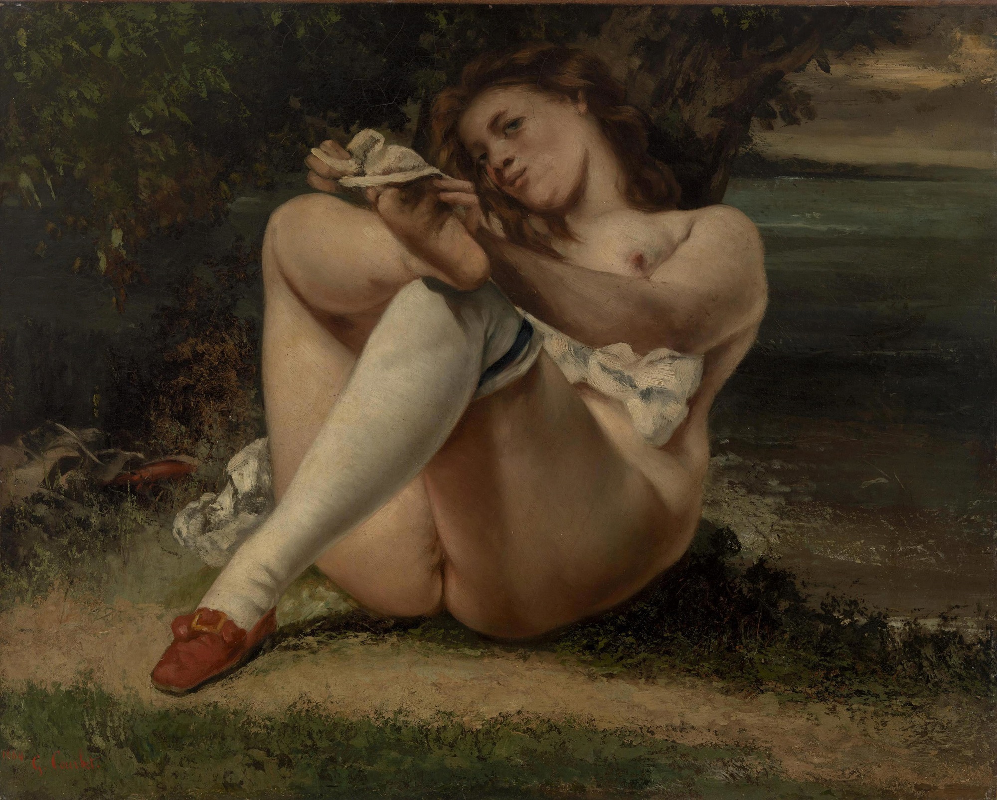 Gustave Courbet, La Donna dalle calze bianche, 1864. olio su tela, 65x81cm., Fondazione Barnes, Filadelfia