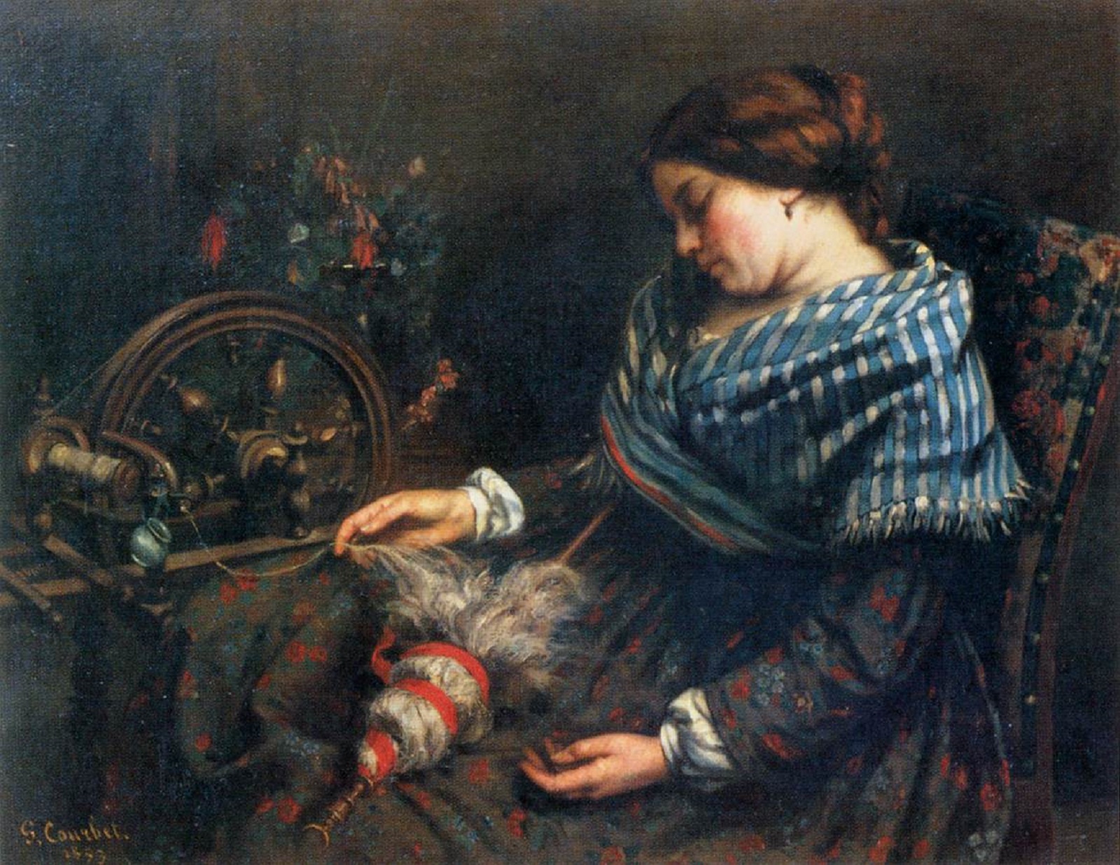 Gustave Courbet, La filatrice addormentata, 1853, olio su tela, 91x115cm., Museo Fabre, Montpellier
